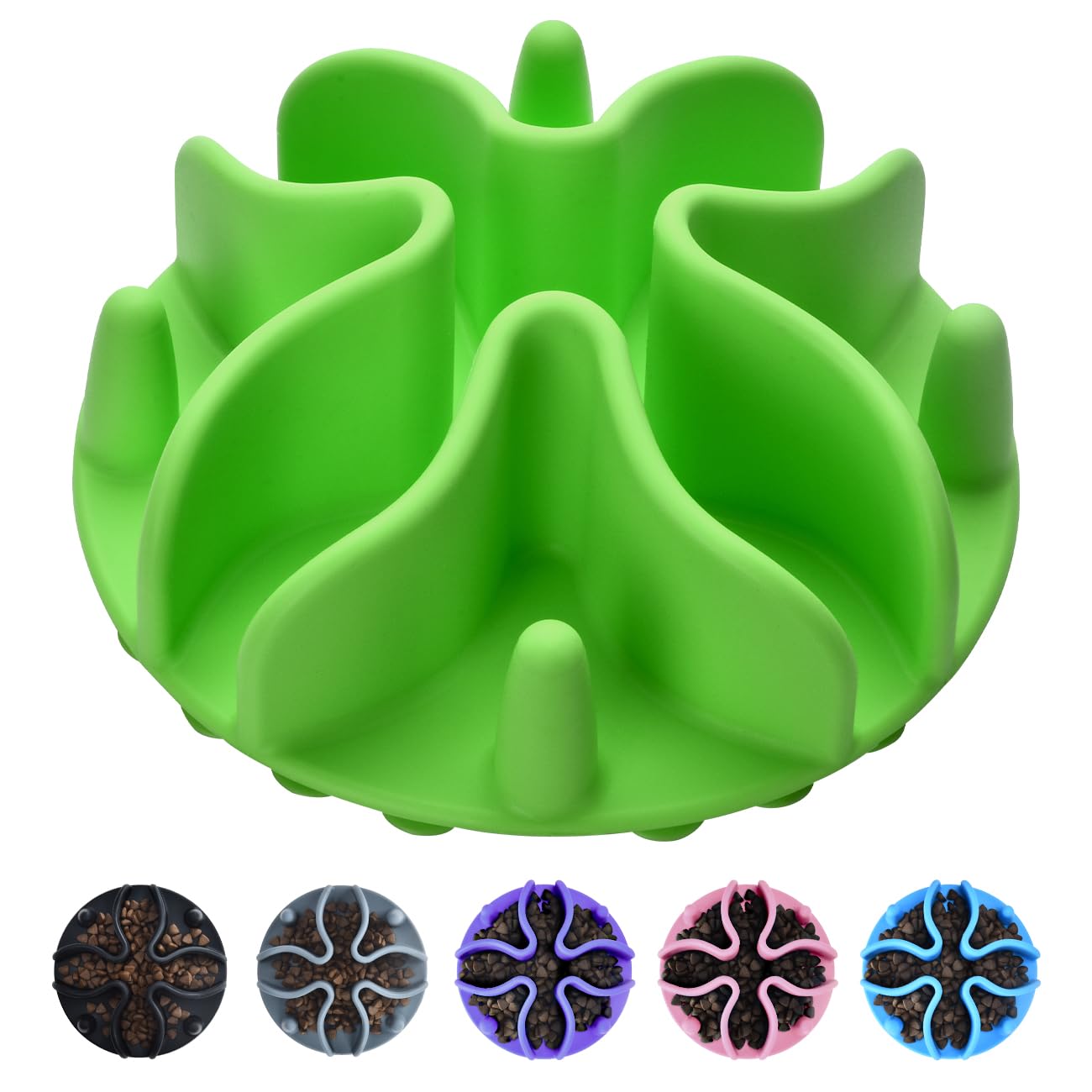 Slow Feeder Dog Bowls Insert, Silicone Dog Slow Feeder Bowl With Strong Suction Cups Perfect For Stainless Steel Glass Ceramic D