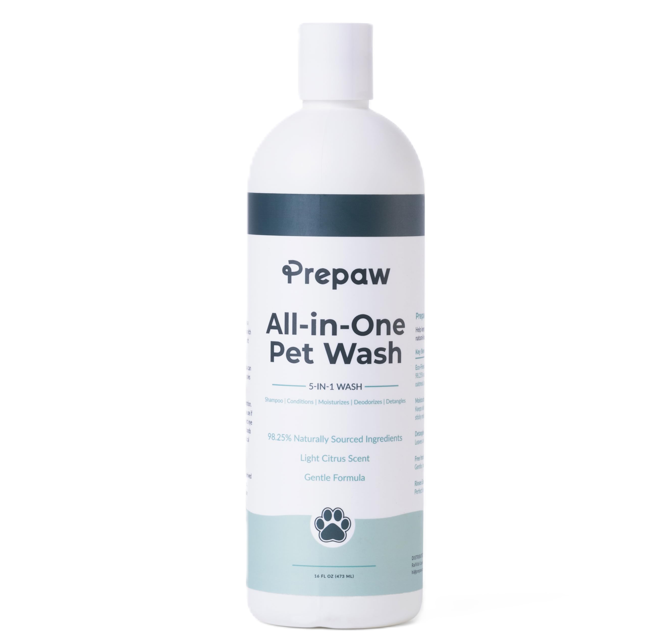 Prepaw Pet Wash - 5 In 1 (Cleans, Conditions, Moisturizes, Deodorizes & Detangles) - Natural Ingredients - Gentle For Sensitive 