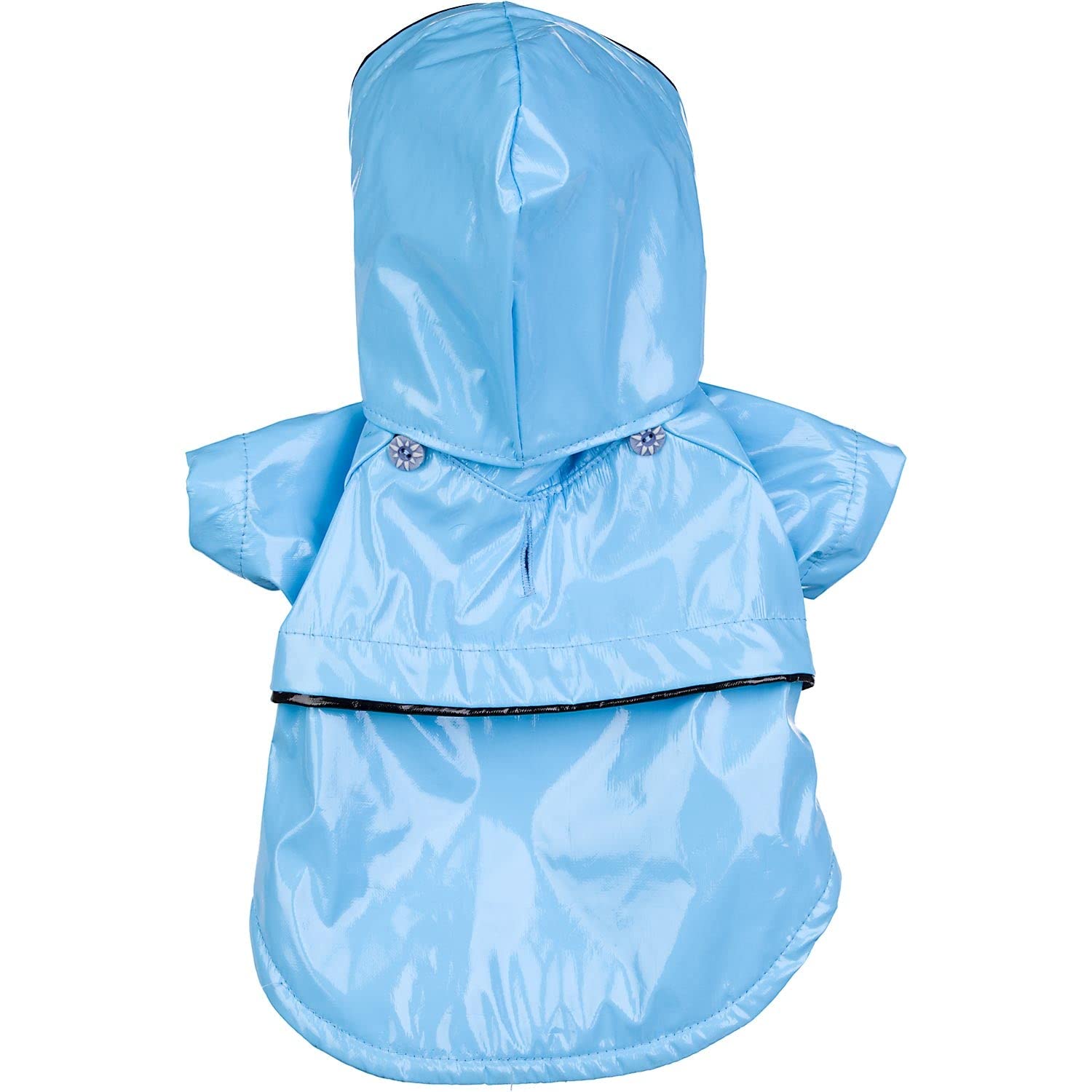 Pet Life ® Baby Blue Pvc Dog Raincoat - Reflective And Waterproof Dog Coat With Reversible Polar Fleece - Adjustable Pet Raincoat Dog Jacket On All 4 Sleeves With Removable Hood