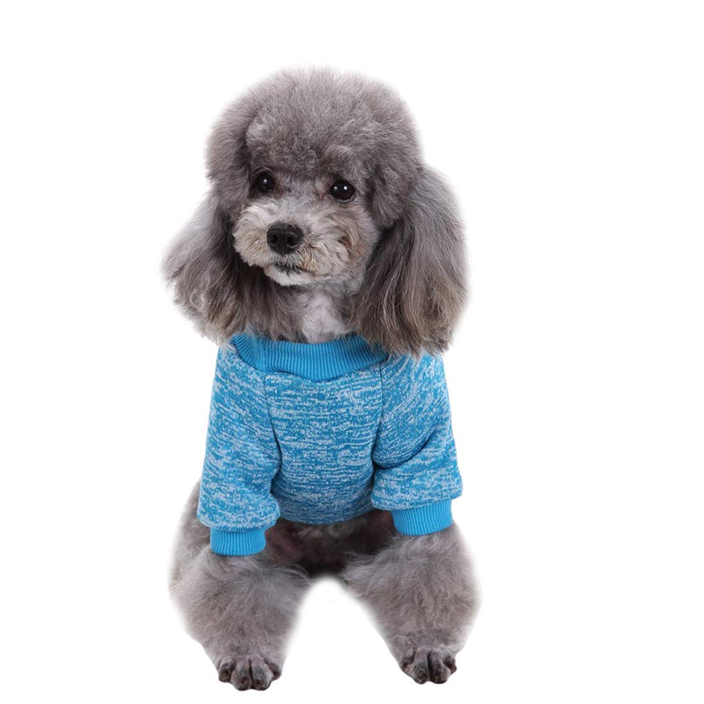 Jecikelon Pet Dog Clothes Dog Sweater Soft Thickening Warm Pup Dogs Shirt Winter Puppy Sweater For Dogs (Light Blue, S)