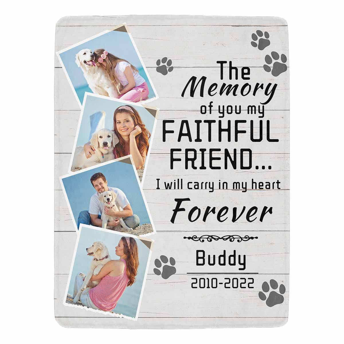 Artsadd Pet Dog Memorial Gifts Personalized Blanket With Photos And Name-In Loving Memory Gifts For Loved Ones Lost-Custom Remembrance Gifts Blankets For Pets Lover-Gray 40'X50'Inch