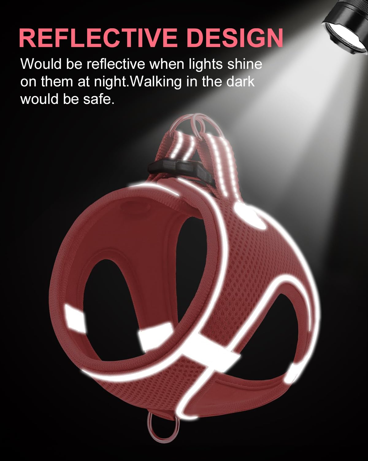 Joytale Small Dog Harness, Breathable Mesh Step-In Vest, Reflective Soft Padded Harnesses For Small And Medium Dogs, Pink, M