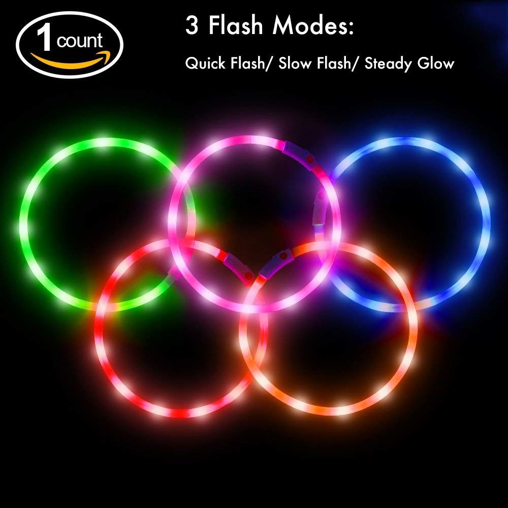 Bseen Light Up Dog Collars - Silicone Led Dog Collar, Cuttable Lighted Puppy Collar, Glowing Dog Walking Lights For Small Medium Large Collars (Green)