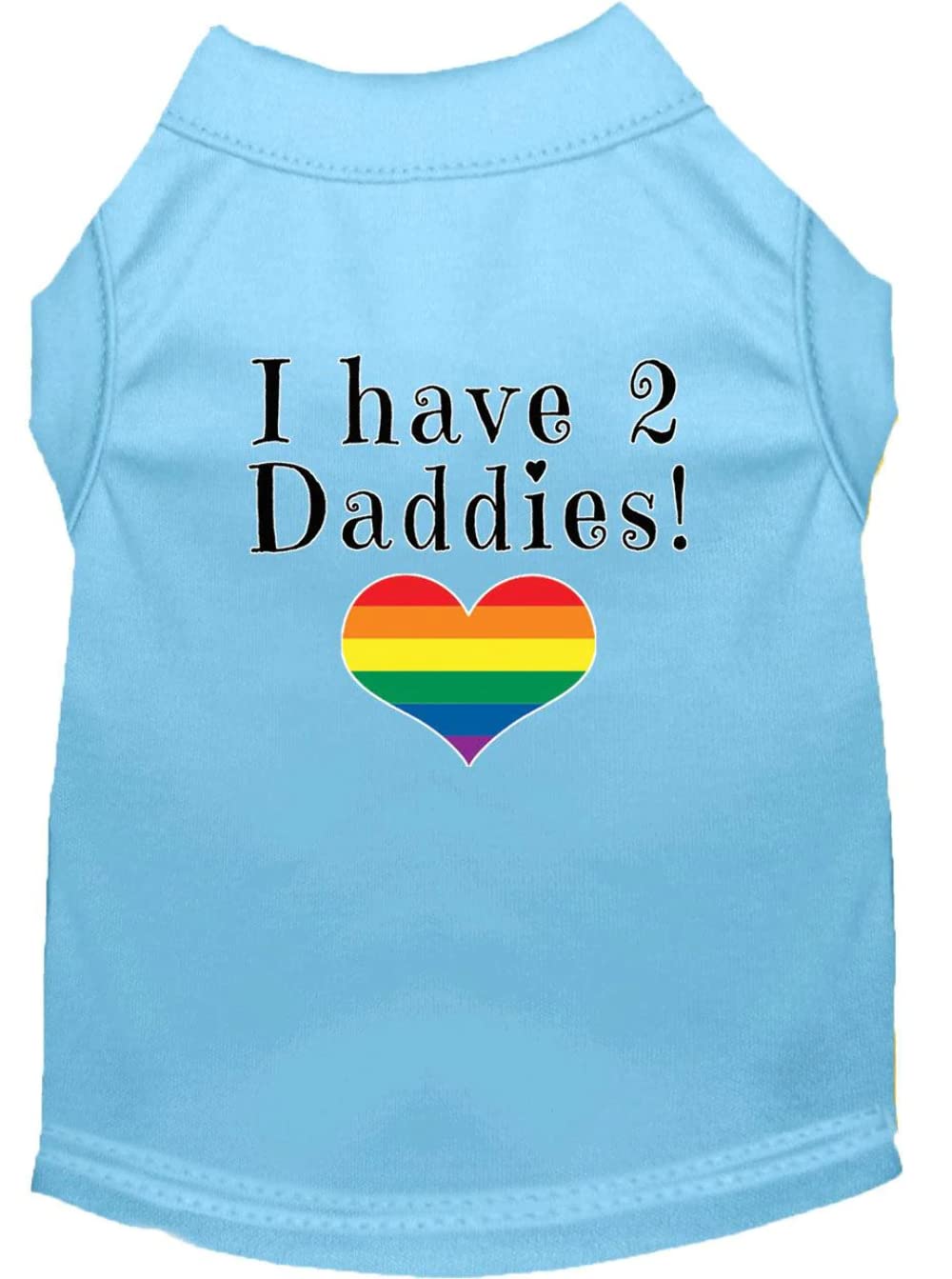 Pet Dog & Cat Shirt Screen Printed, "I Have Two Daddies" Baby Blue SM (3-6 lbs.)
