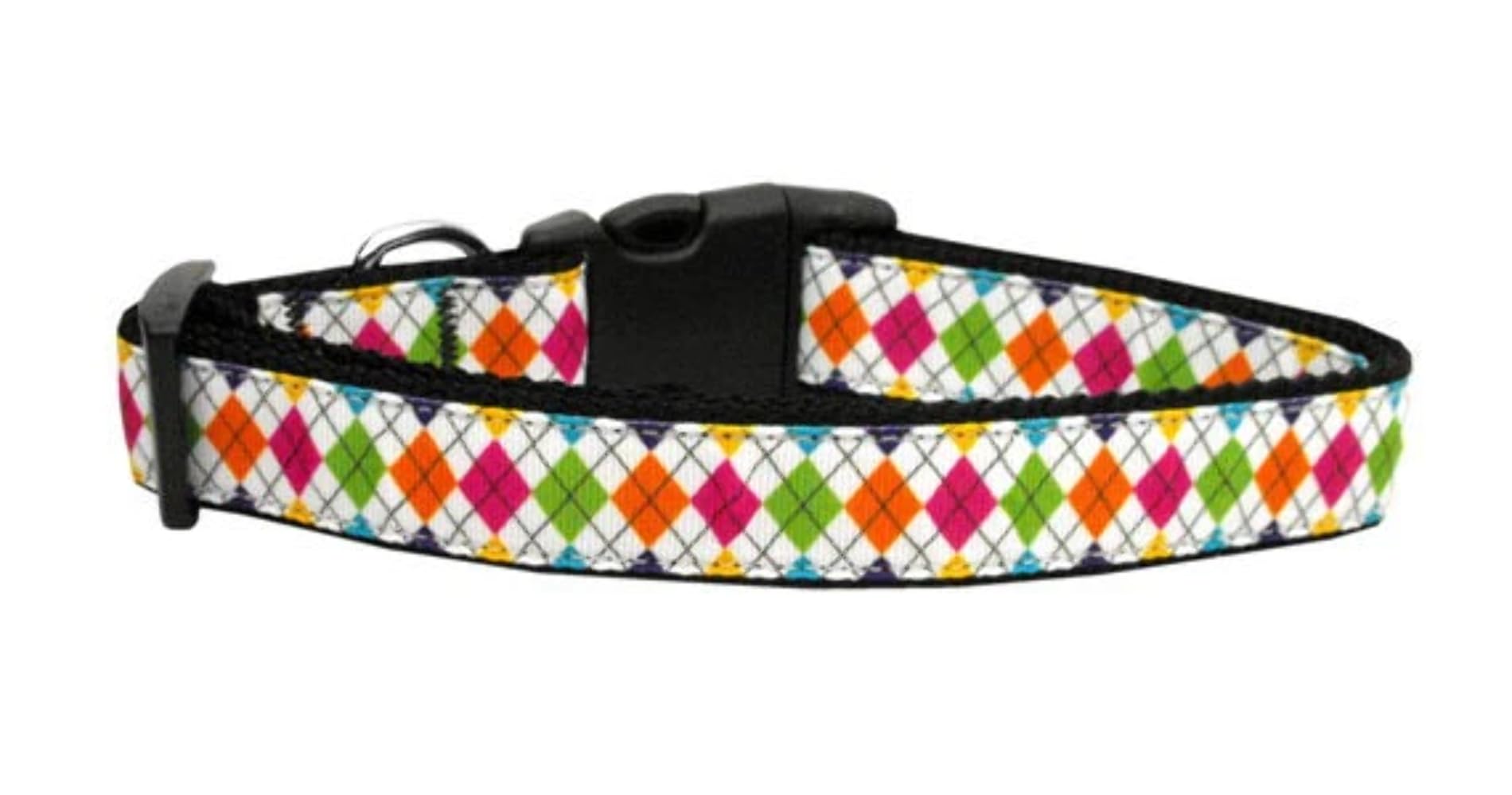 Pet Dog & Cat Nylon Collar or Leash, &quot;Colorful Argyle&quot; MD Collar