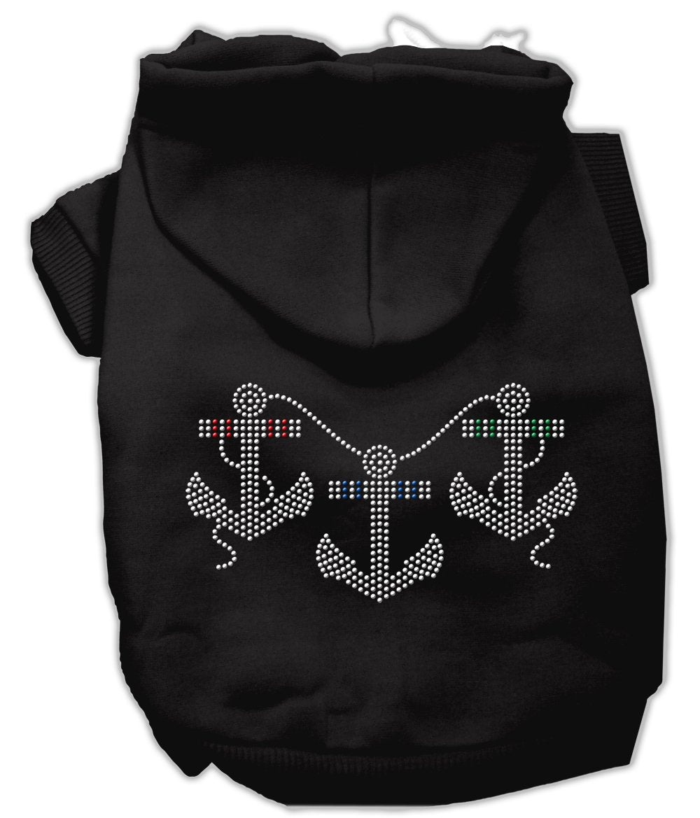 Mirage Pet Products 20-Inch Rhinestone Anchors Hoodies, 3X-Large, Black