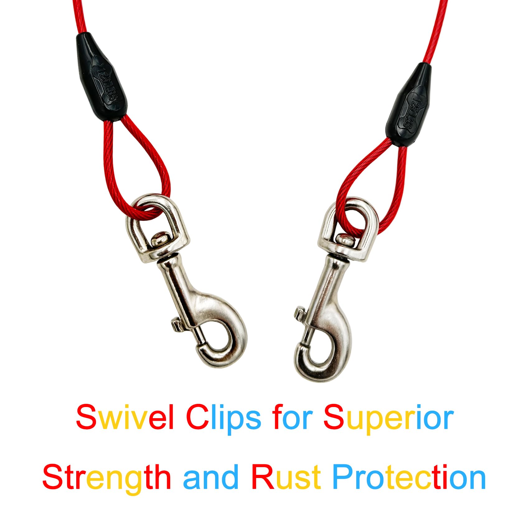 Petest 40Ft Tie-Out Cable With Crimp Cover For Heavy Dogs Up To 125 Pounds
