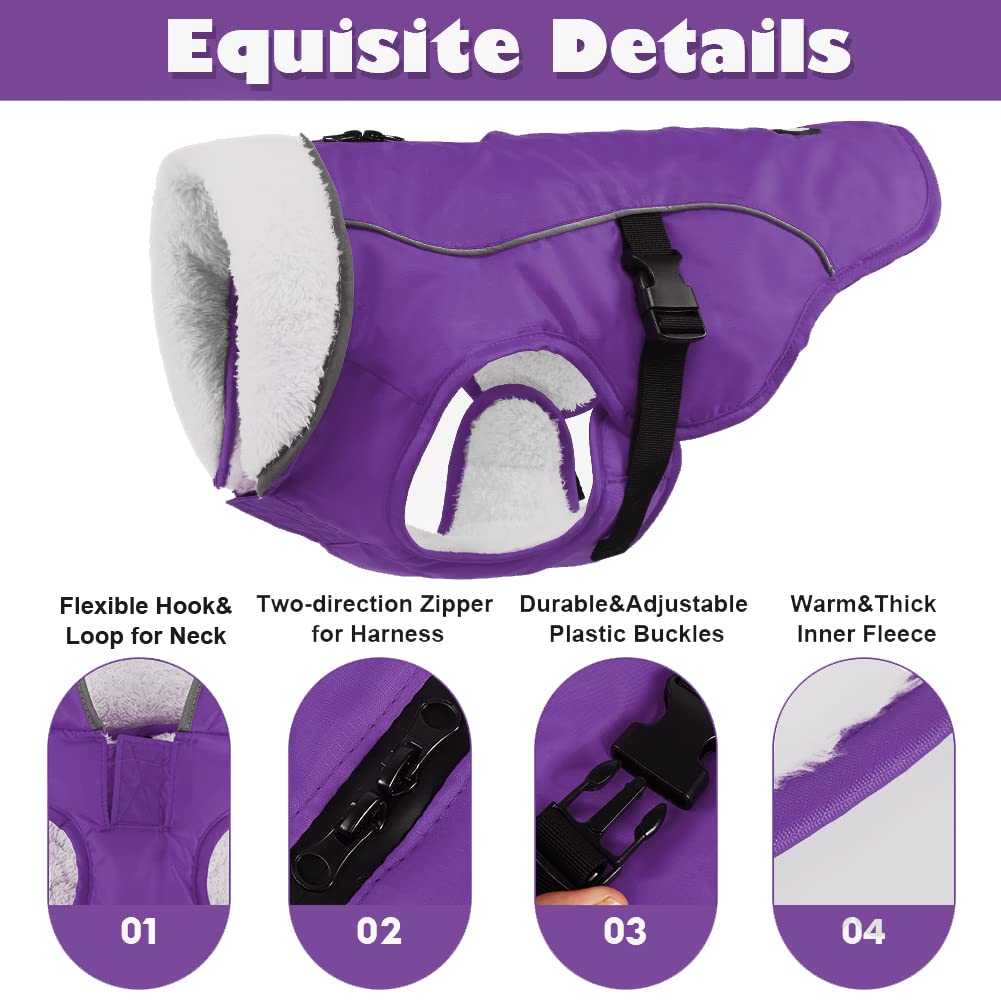 Emust Winter Dog Jacket, Windproof Dog Apparel For Cold Weather, Reflective Winter Coats For Dogs, Warm Puppy Jacket For Cold Wi