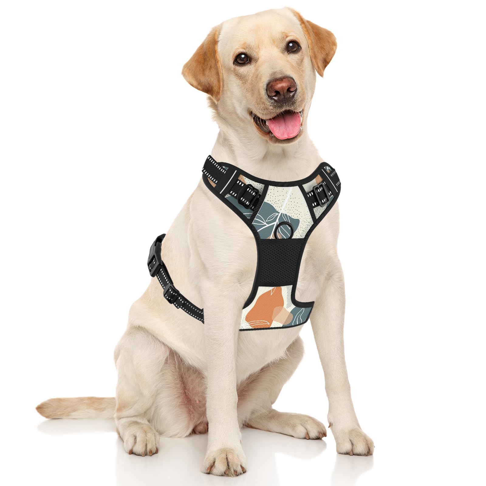 Rnivvi No Pull Dog Harness, Cute Boho Reflective Medium Sized Puppy Kitten Harness, Adjustable Soft Padded Vest for Medium Dogs,