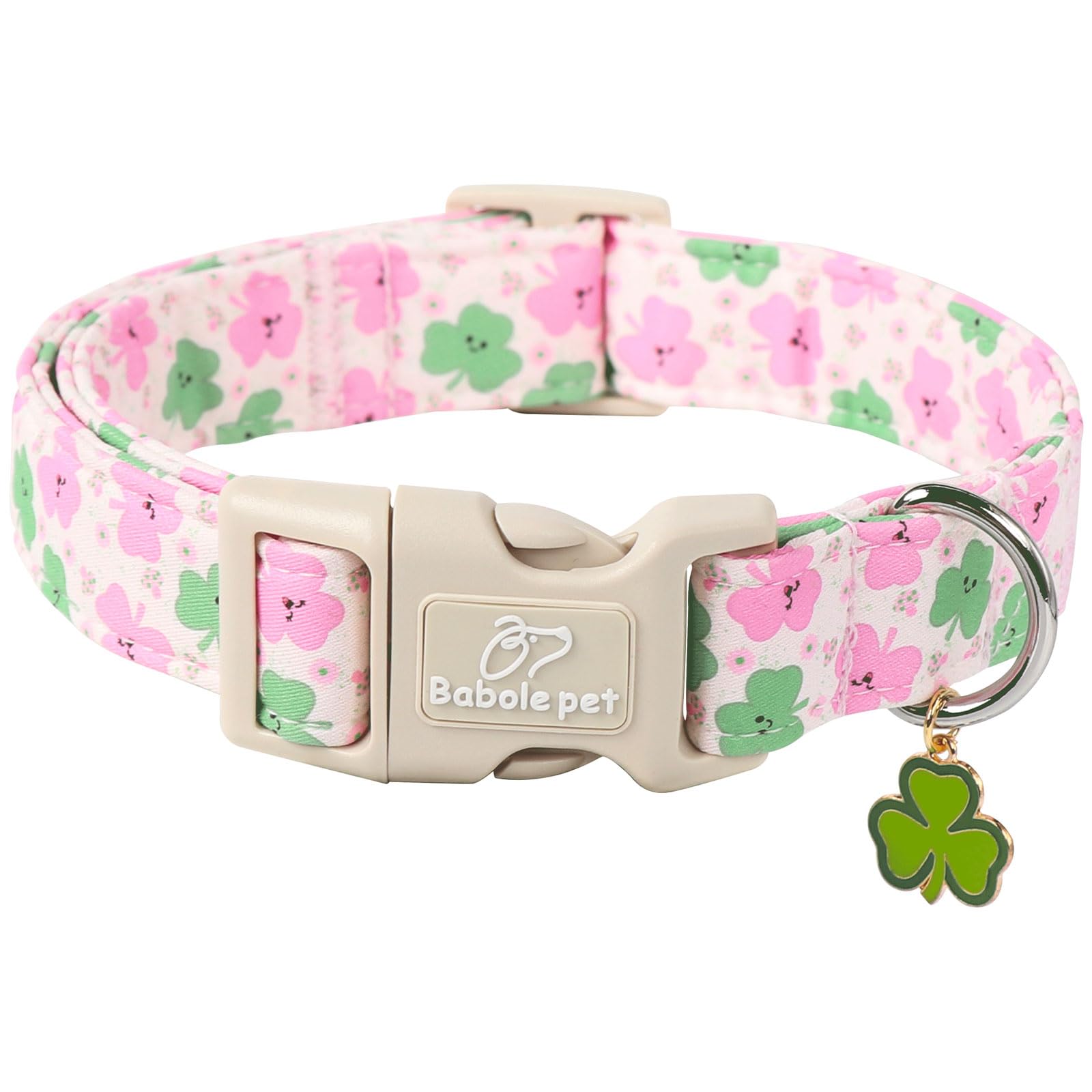Babole Pet St Patricks Day Dog Collar for Small Dogs - Design Cute Irish Shamrock Dog Collars Boy Girl Puppy Adjustable Quick Re