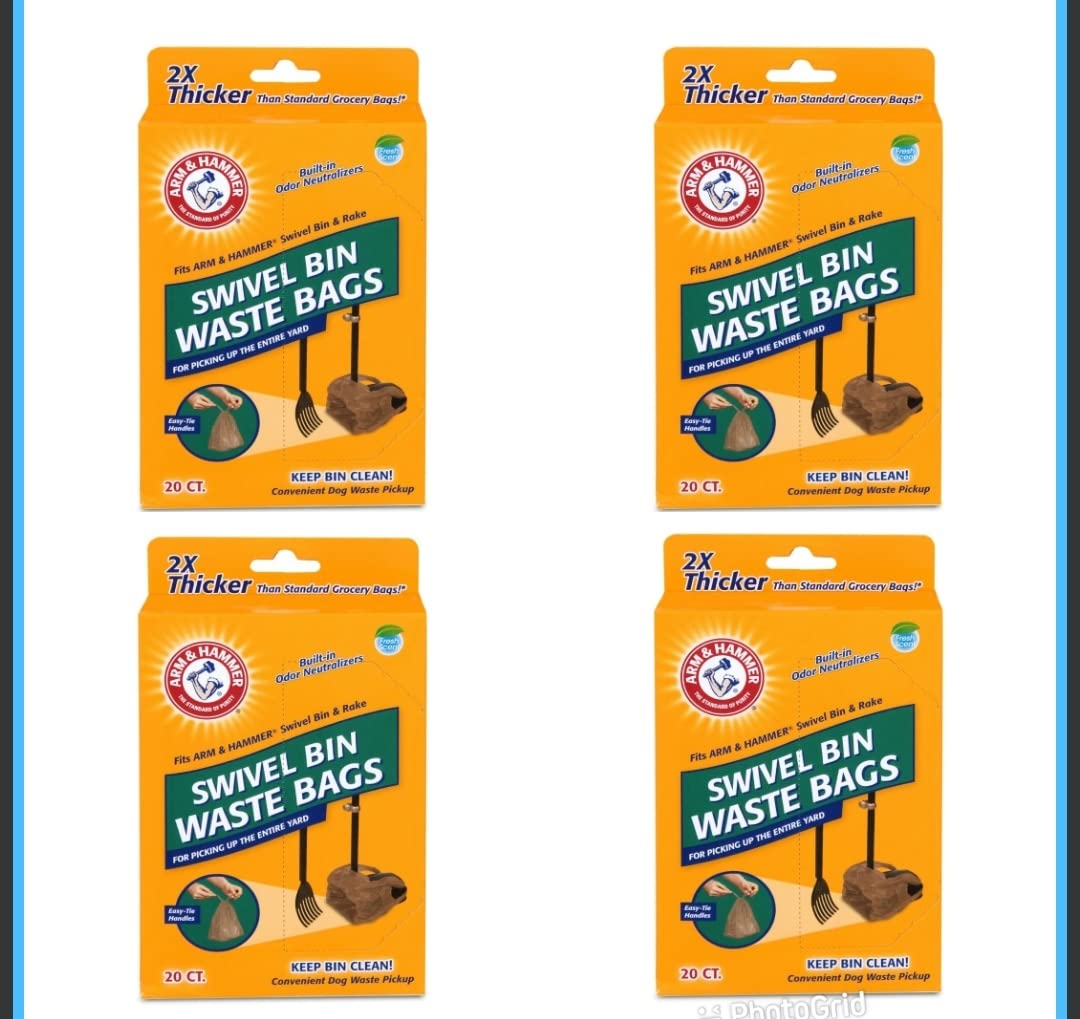 Arm & Hammer Swivel Bin Waste Bags 80Ct (4 X 20Ct)