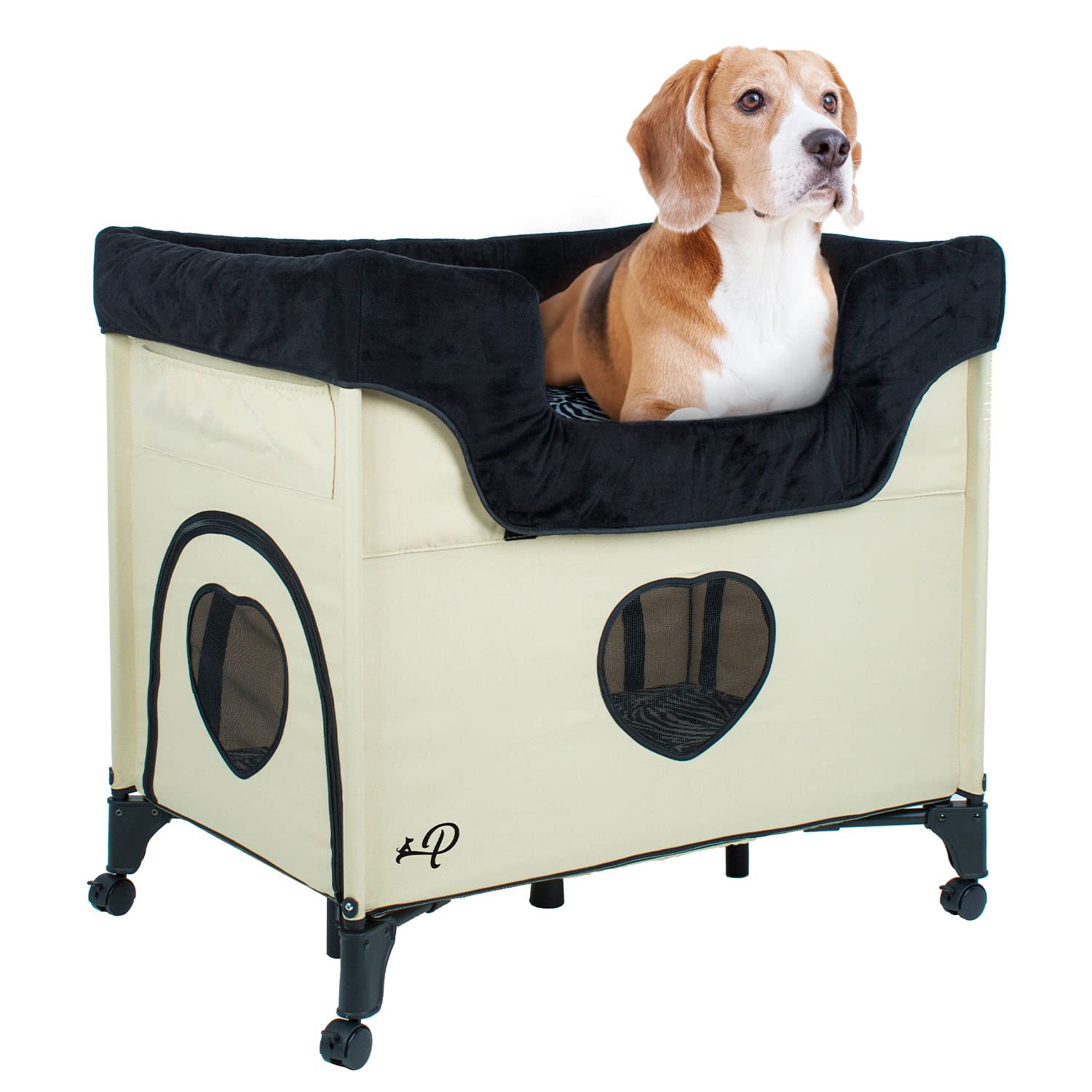 Petique Bedside Lounge Pet Bed, Raised Bunk Bed For Medium Size Pets For Cats & Dogs, Zebra Vibes Design