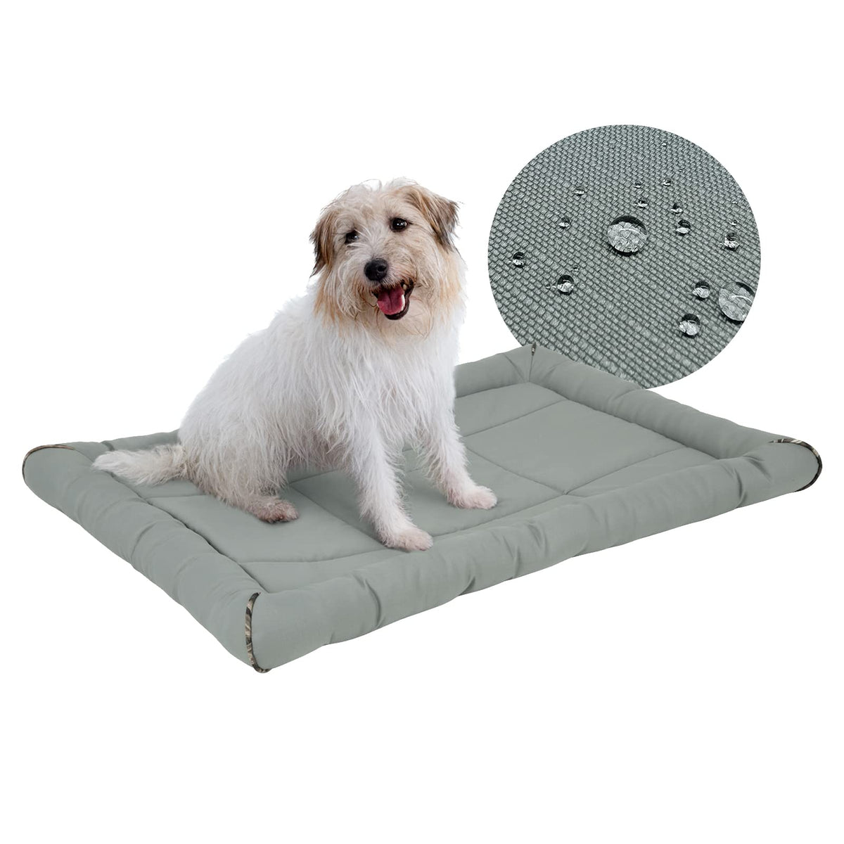 Miguel Outdoor Waterproof Dog Bed For Metal Dog Crates Water-Resistant Ripstop Oxford All Weather Pet Mat Durable Easy Wipe Clean Travel Indoor Outdoor Puppy Cat Bed(30Inch Dog Crate,Gray)