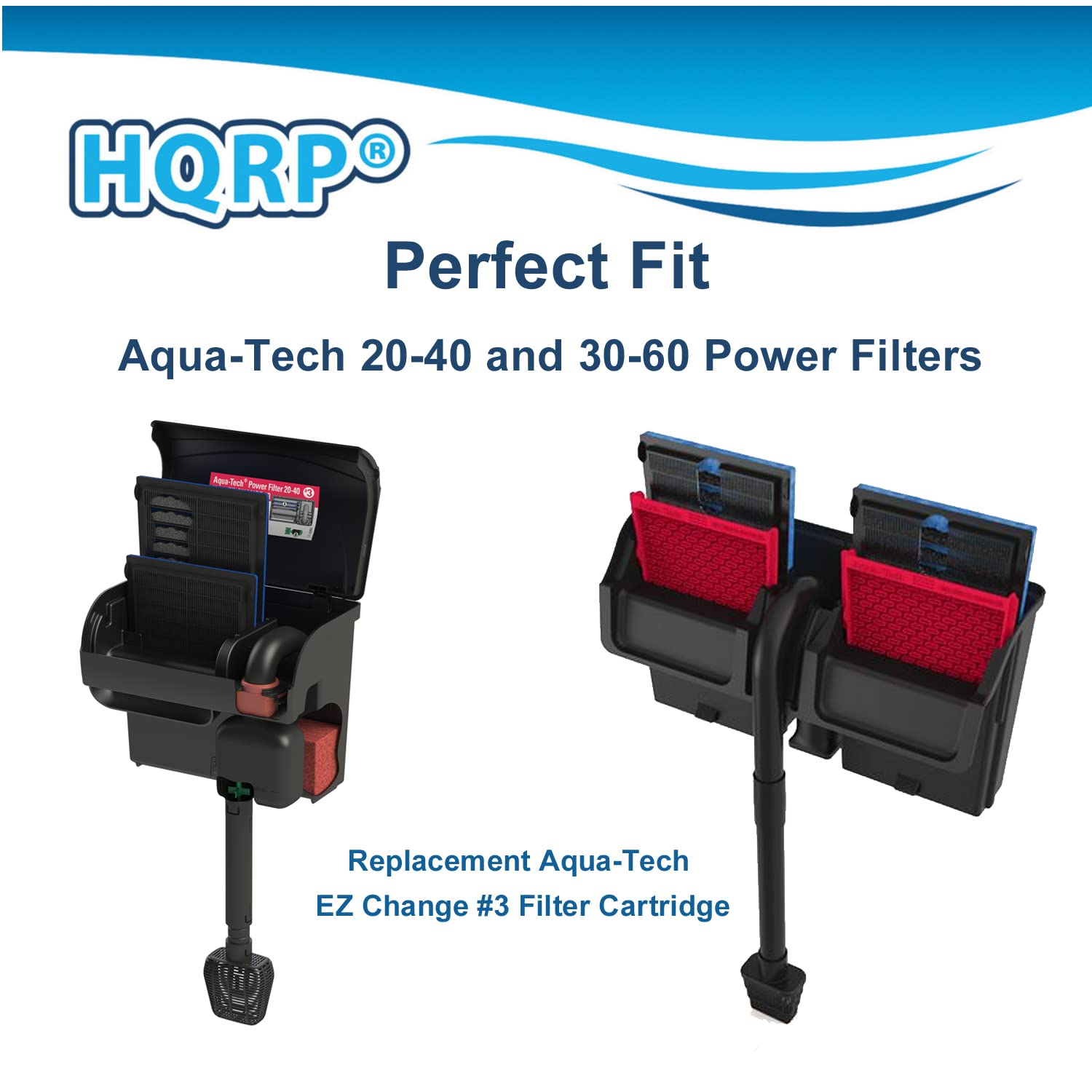 Hqrp 6-Pack Aquarium Filter Compatible With Aqua-Tech For Ez-Change # 3 Filter Cartridge Fits Aqua-Tech 20-40 And 30-60 Power Fi