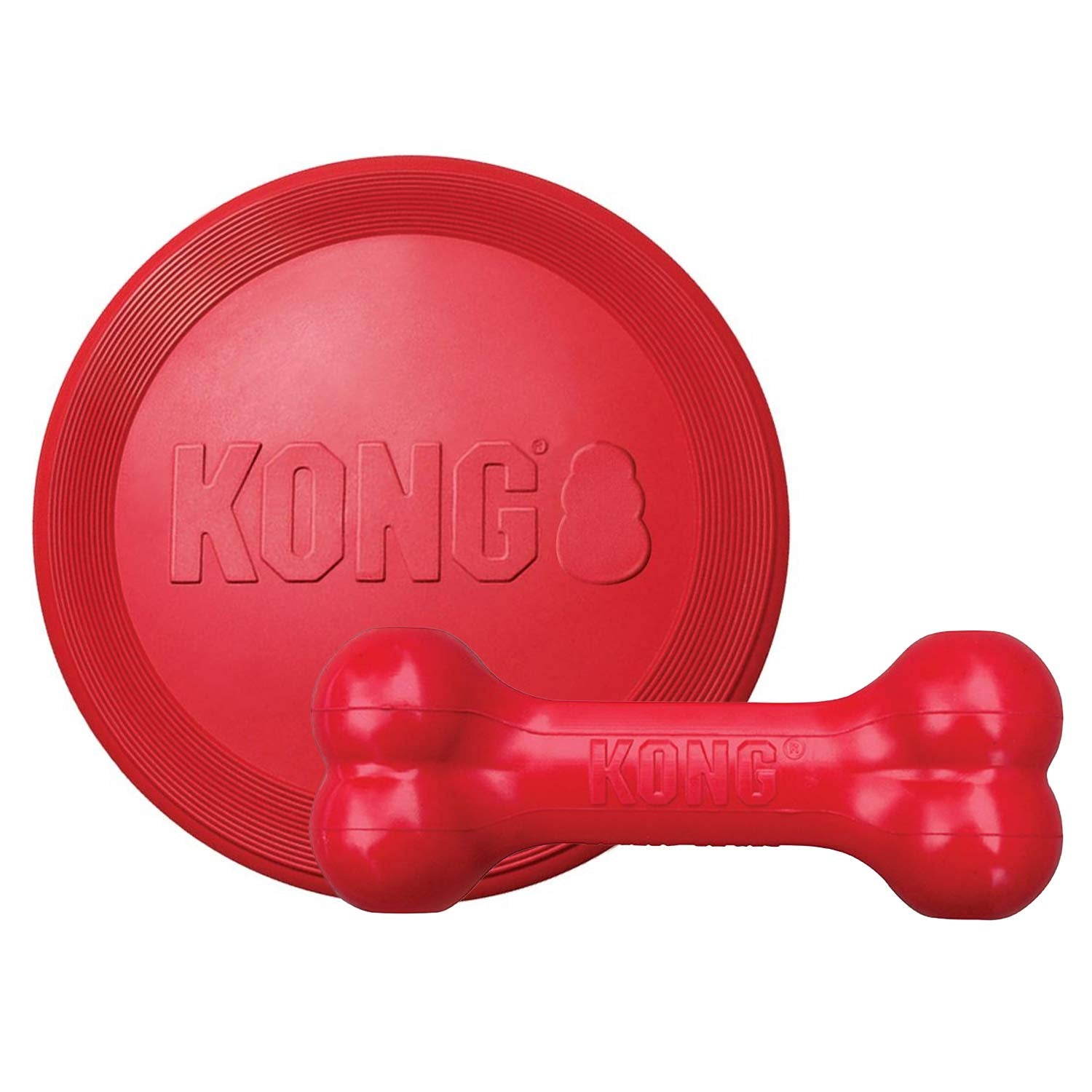 KONG - Goodie Bone and Flyer - Durable Rubber Chew Bone and Flying Disc - for Large Dogs