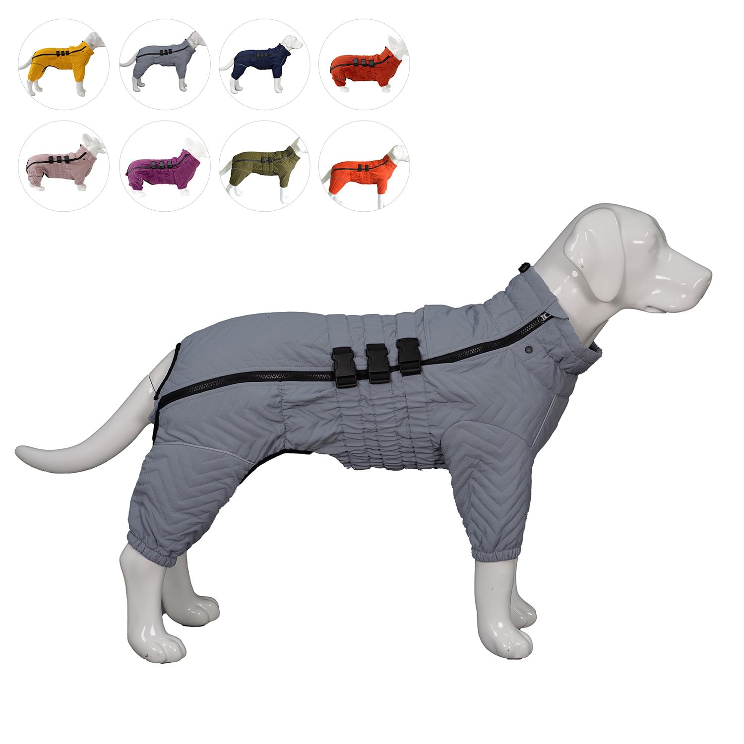 Warm Dog Coat Double Layers Dog Vest, 4 Legs Covered Windproof Waterproof Reflective, Gray Xs - L