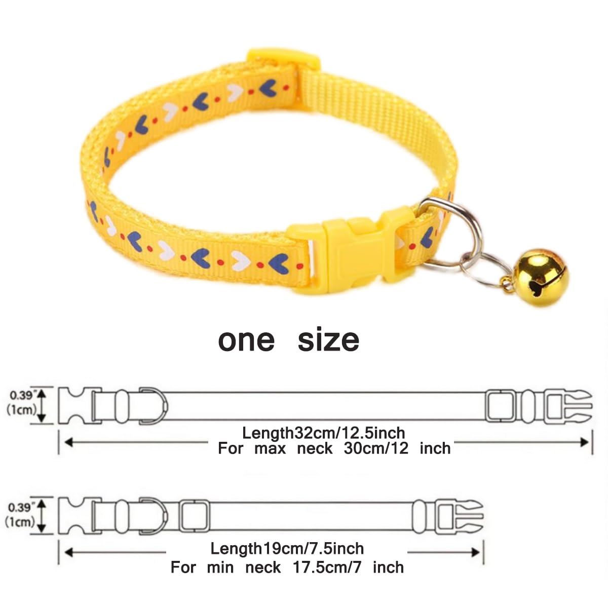 Small Dog Collar With Bell,Soft Nylon Identification Yellow Cat Collar Girl Puppy Collar With Bells Adjustable Buckle For Xxs Xs