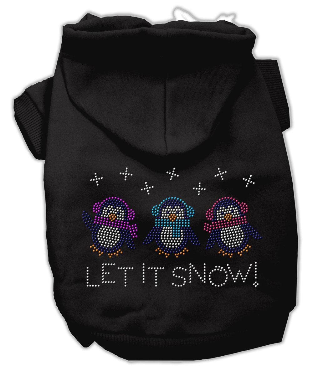 Mirage Pet Products 12-Inch Let it Snow Penguins Rhinestone Hoodie, Medium, Black