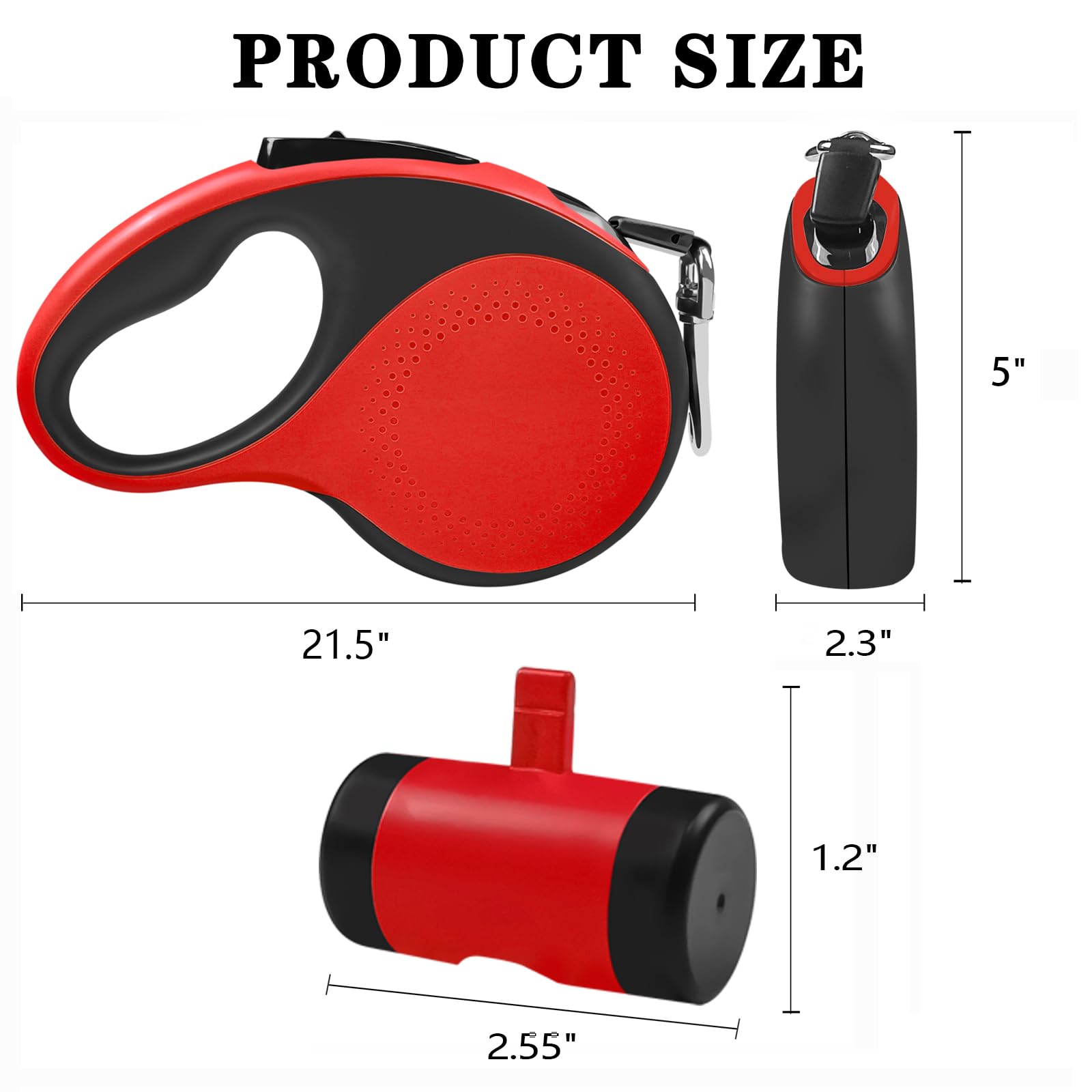 Huhaneon Retractable Dog Leash With Waste Bag Dispenser And Flashlight, 26Ft Dog Leash For Small Medium And Large Dogs Up To 110