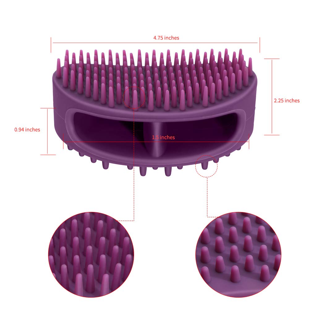 Dog Brush & Cat Brush, Soft Silicone Dog & Cat Grooming Brush, Pet Bath & Massage Brush For Cats And Dogs With Short Or Long Hair, Cat Slicker Shedding Hair Brush Purple