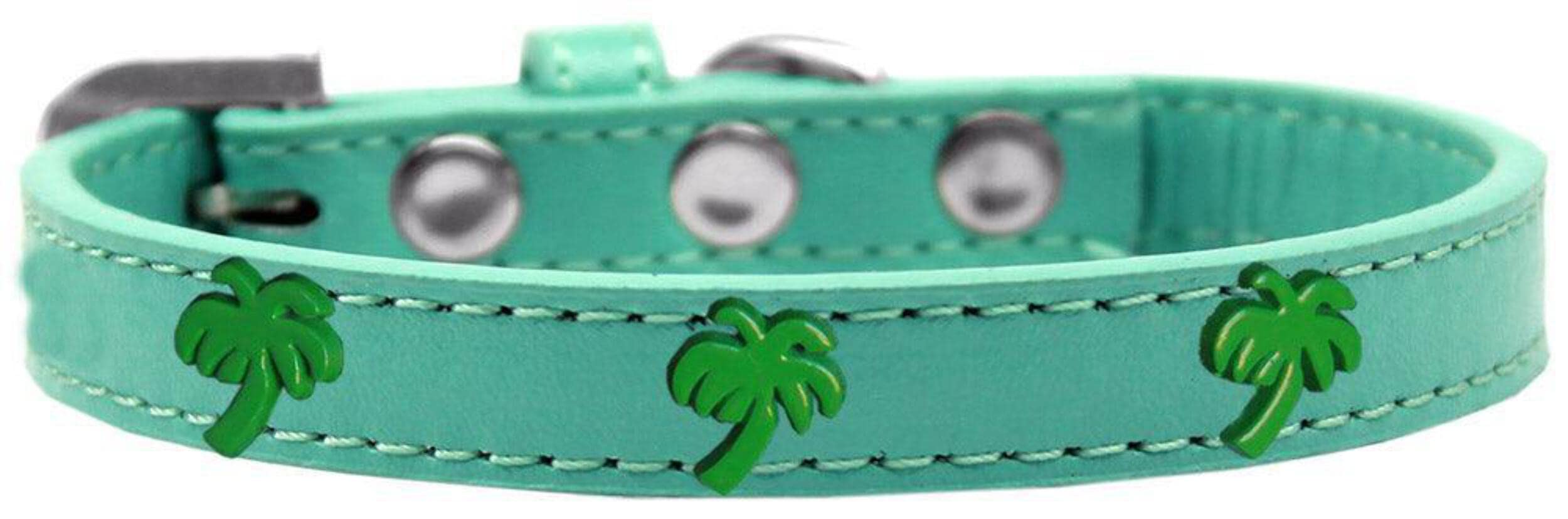 Mirage Pet Products Green Palm Tree Widget Dog Collar Aqua Size 14, Aqua