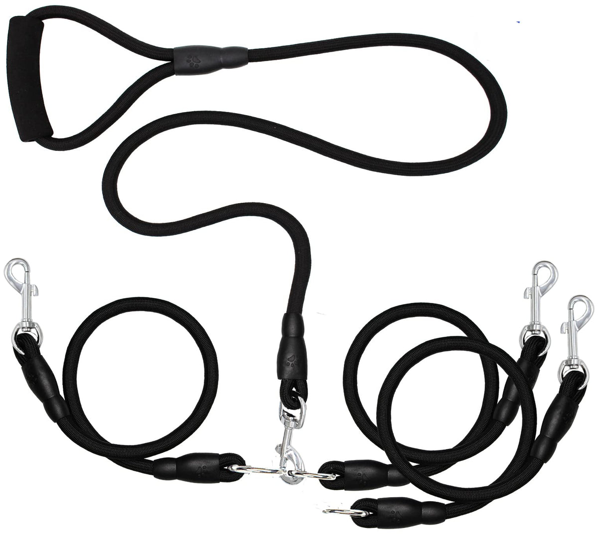 Double Dog Leash 3 Dog Leash Triple Dog Leash Heavy Duty Multiple Dog Leash For 2 Or 3 Dogs(6-40 Lbs),360°Swivel No Tangle,2-Way & 3-Way Interchangeable Dual Dog Leash With Hand-Protected Handle