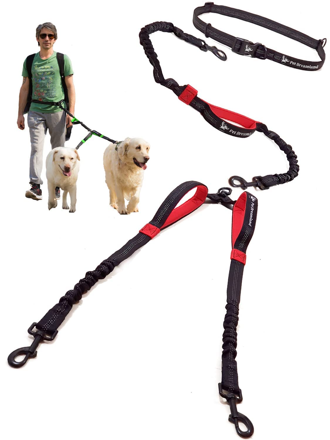 Double Dog Leash For Large Dogs | Hands Free Dog Leash 2 Dogs | Waist Dog Leash For Large Dogs | Two Dog Leash For Large Dogs | Leash For Big Dogs | Hands Free Running Dog Leash | Dog Accessories