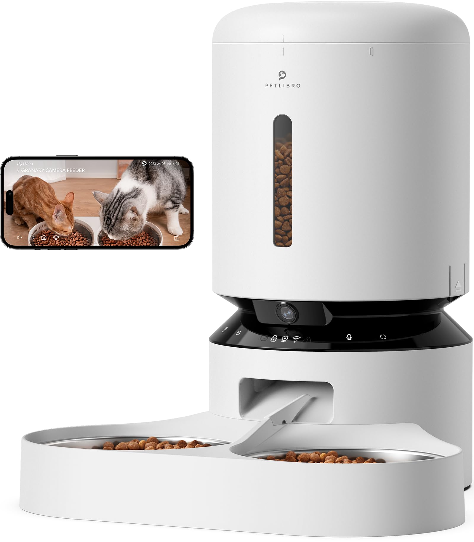 PETLIBRO Automatic Cat Feeder with Camera for Two Cats, 1080P HD Video with Night Vision, 5G WiFi Pet Feeder with Phone APP Cont