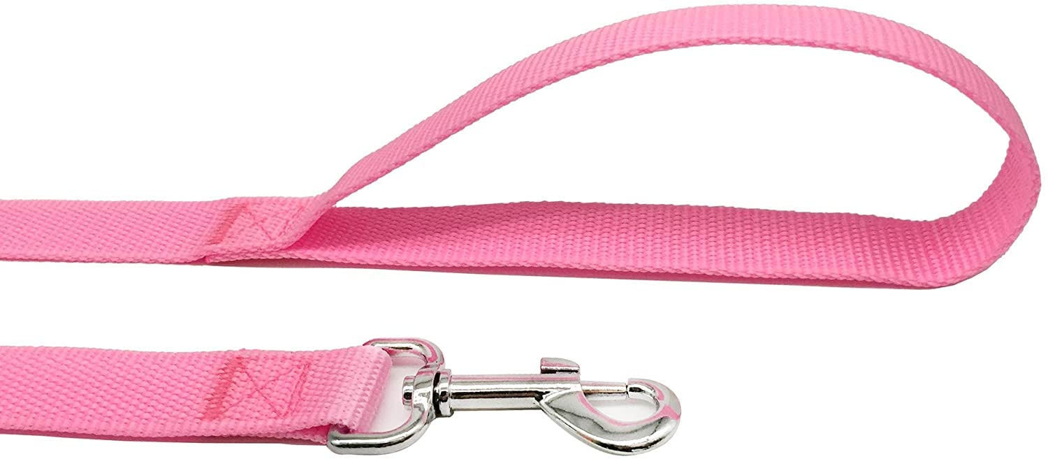 Taian 4Ft/5Ft/6Ft Strong Dog Leash, Nylon Dog Leashes For Small Medium Large Dogs (Pink, 1 In X 15 Ft)