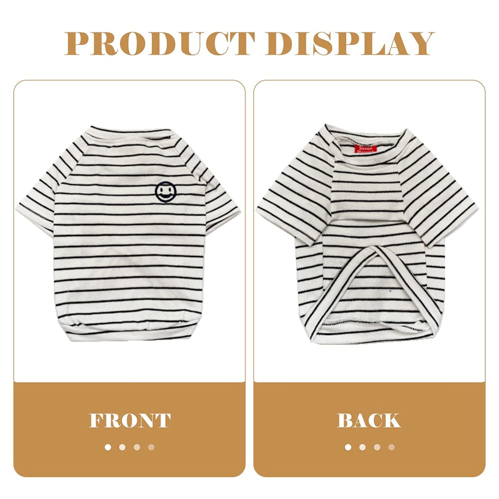 Matching Dog And Owner Clothes,White Striped Dog Shirts For Small Dogs,100% Cotton Small Dog Shirt T-Shirt Girl Boy With Smiley