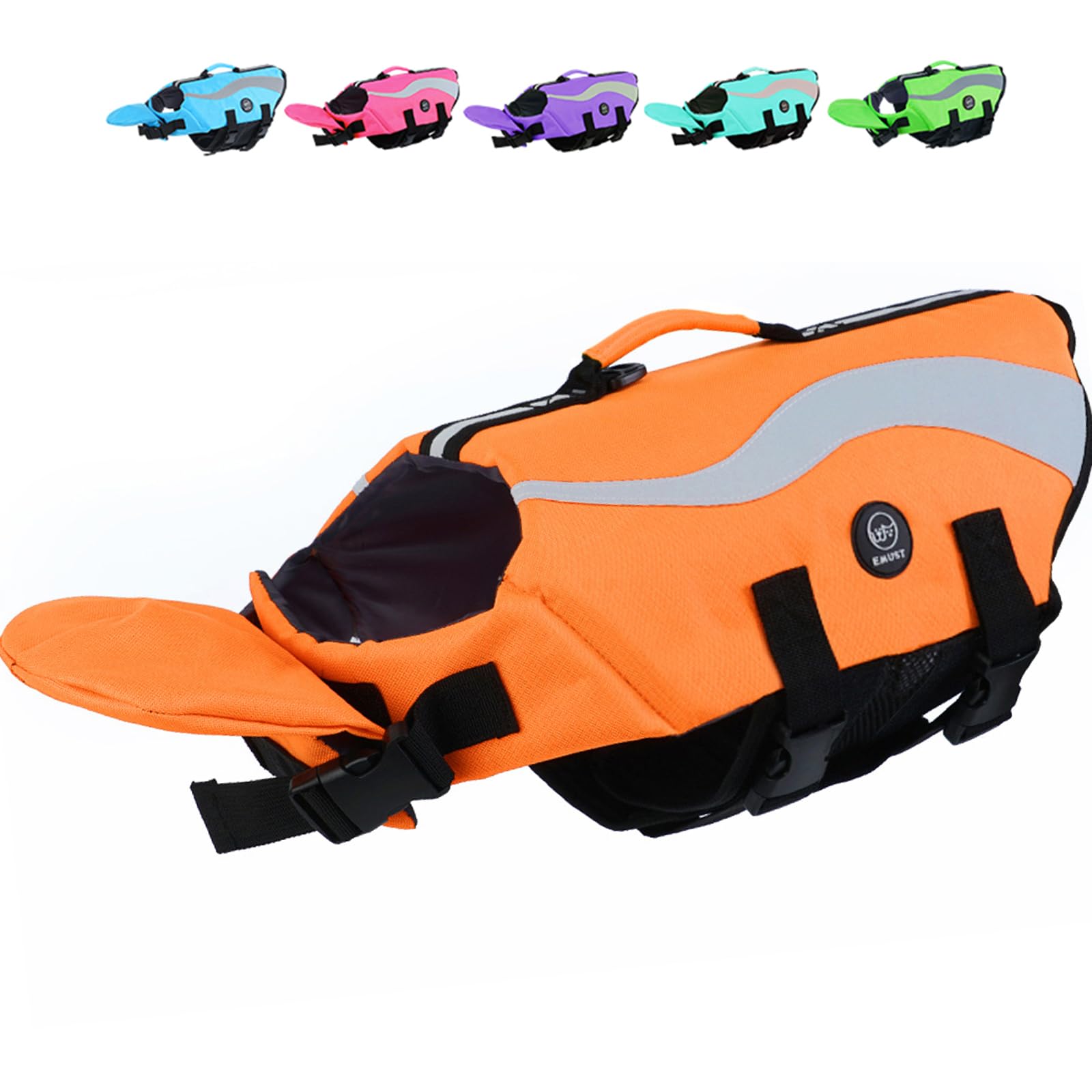 Emust Life Vests For Dogs, Lightweight Small/Medium/Large Dog Life Preserver For Swimming/Boat/Water, Orange, Xl