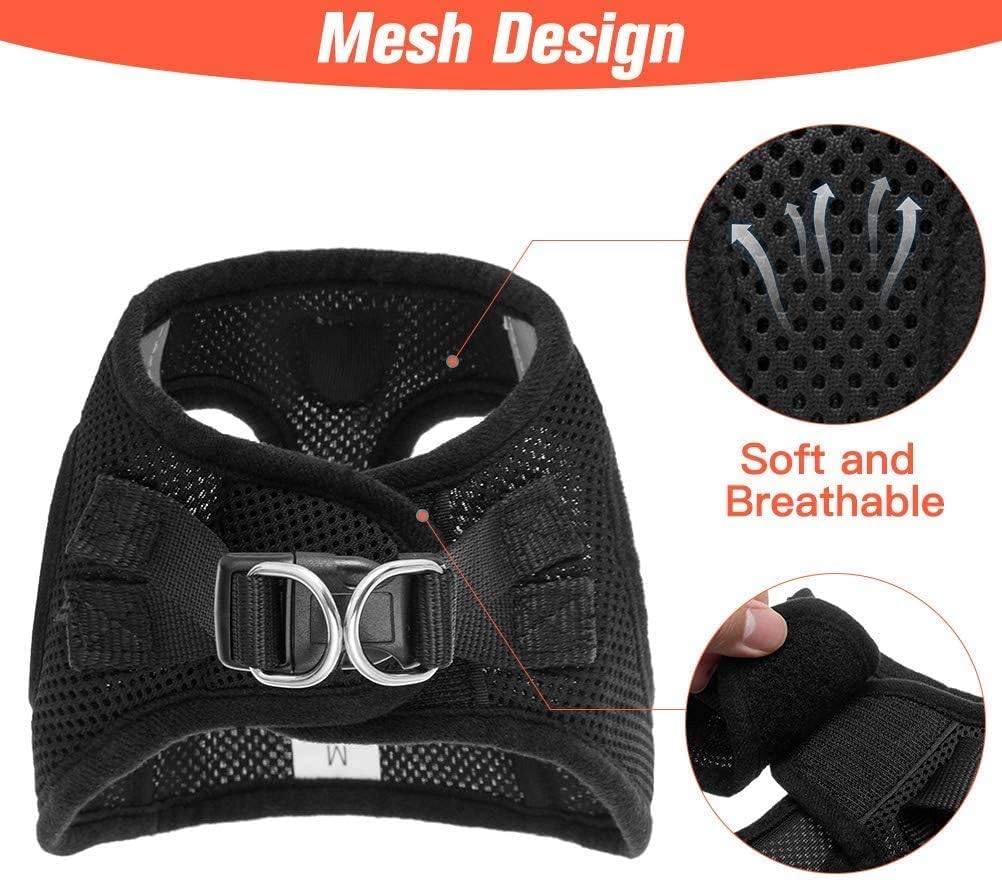 Pawchie Puppy Harness And Leash Set - Soft Mesh Dog Vest Harness, Reflective & Adjustable Harness For Small To Medium Dogs, Cats