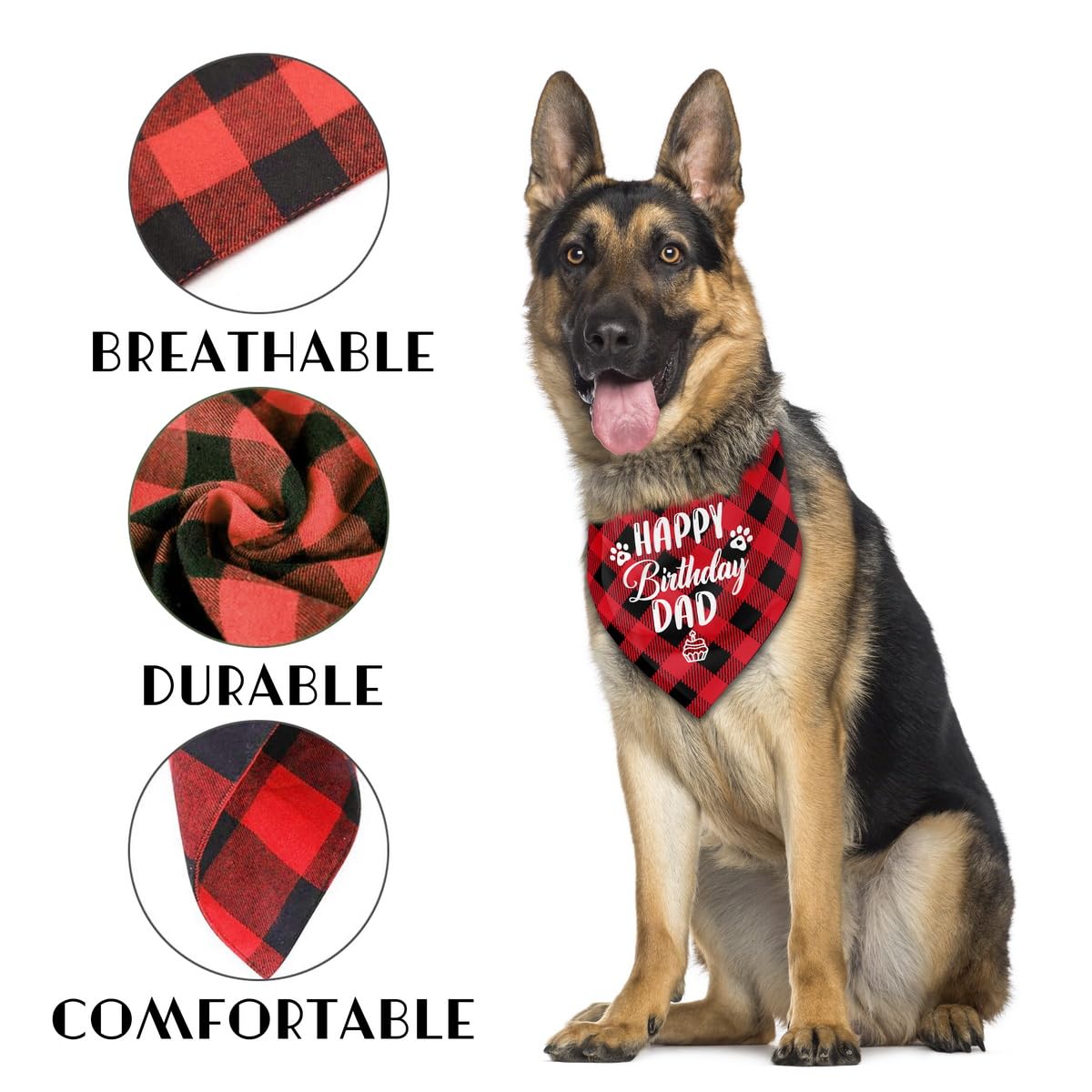 Dog Bandana For Happy Birthday Dad - Classical Plaid Printing Pet Scarf Accessories - Gift For Dad'S Birthday Party (K25)