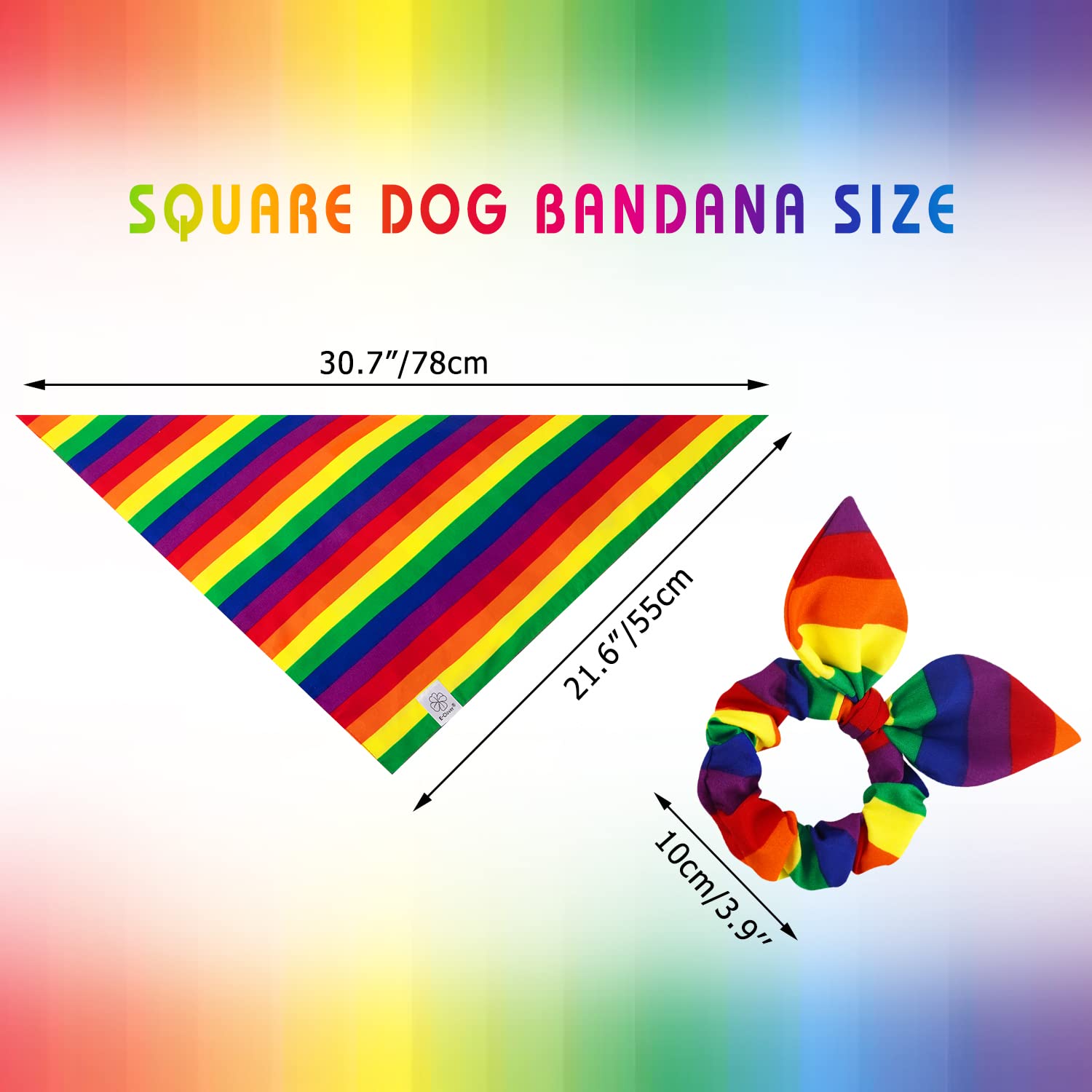 E-Clover Pride Dog Bandanas & Matching Scrunchie Set Rainbow Dog Bandana Scarf With Hair Tie For Medium Large Dogs Pet Owner Mom