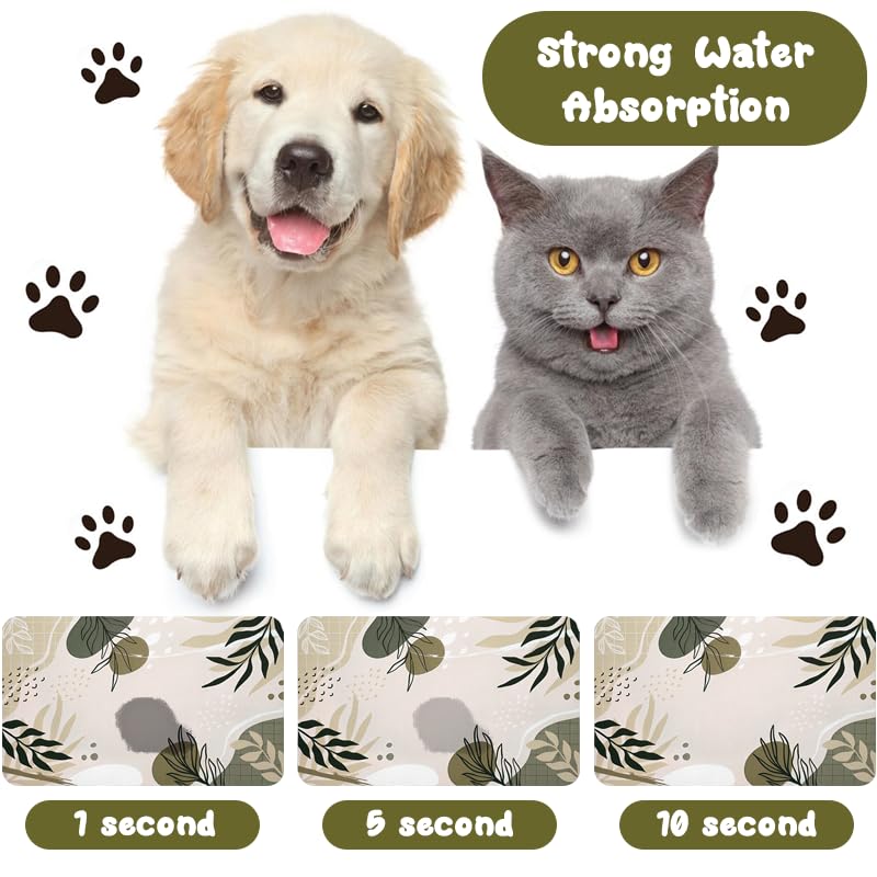 Zoeeya Dog Food Mats for Floors Waterproof, Dog Cat Water Bowl Mats Pet Feeding Absorbent Mat Dog Cat Pet Placemats for Food and