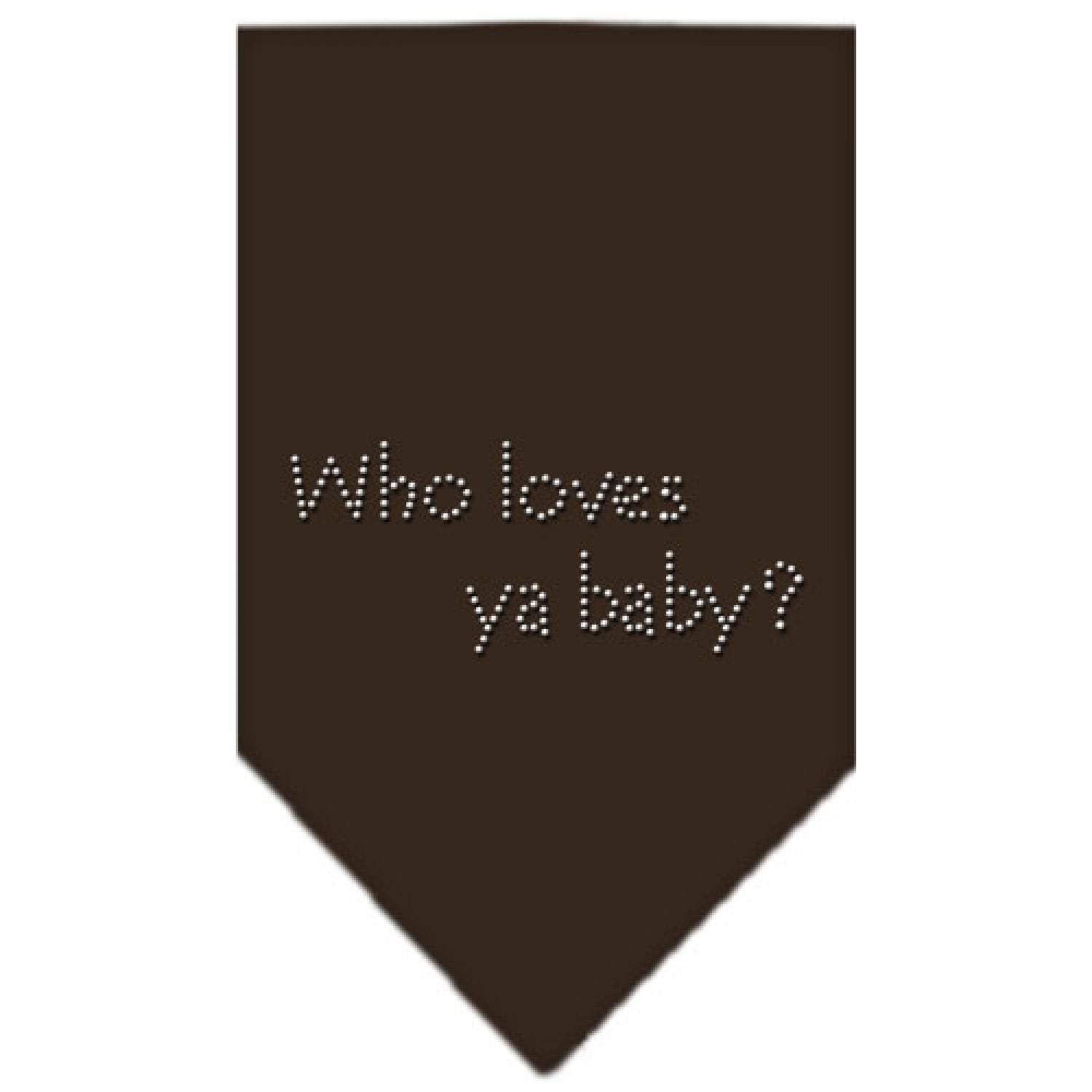 Mirage Pet Products Who Loves Ya Baby Rhinestone Bandana, Small, Cocoa