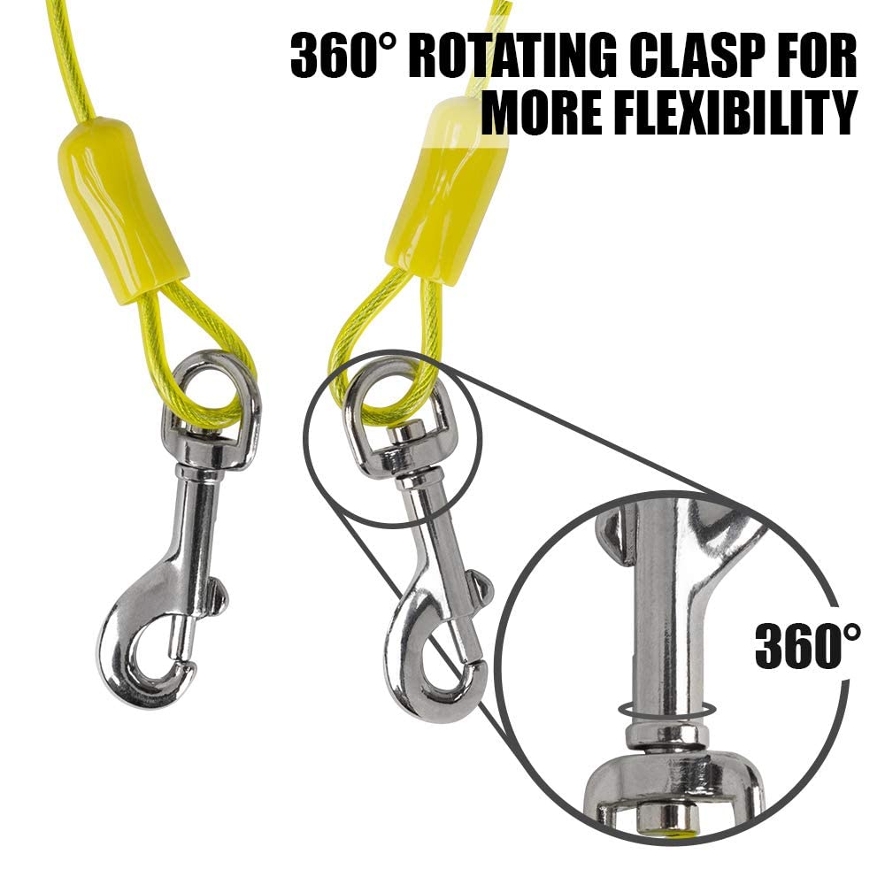 Bv Pet Tie Out Cable For Dogs Up To 90/125/ 250 Pounds, 25/30 Feet (35Lbs/ 15Ft/ Yellow)
