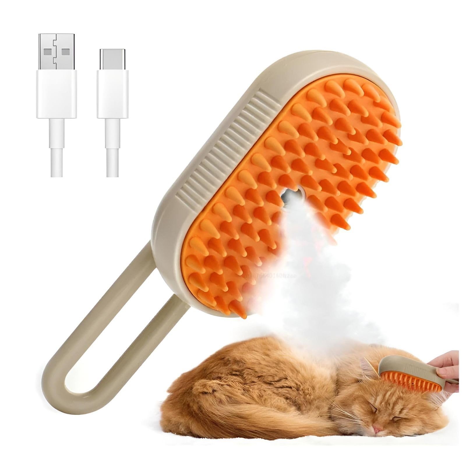 4-In-1 Cat Steam Brush With Vibrating Massage - Anti-Static Shedding & Cleaning Comb For Cats And Dogs, Steam Pet Brush For Hair