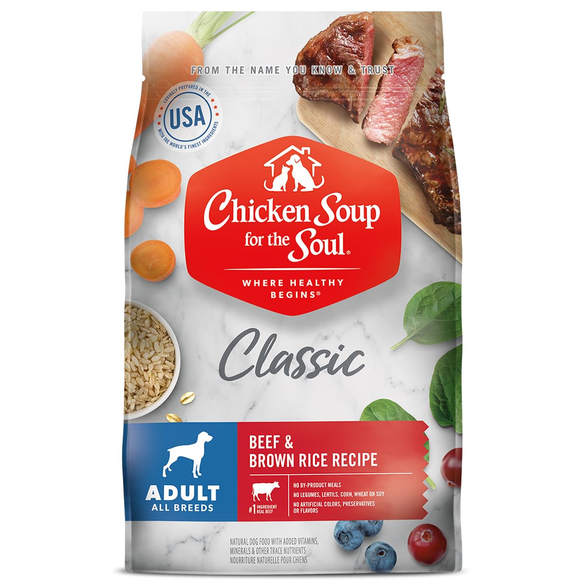 Chicken Soup for the Soul All Natural Premium Adult Dry Dog Food, Real Meat First Ingredient, No By-Products, Supports Gut & Imm