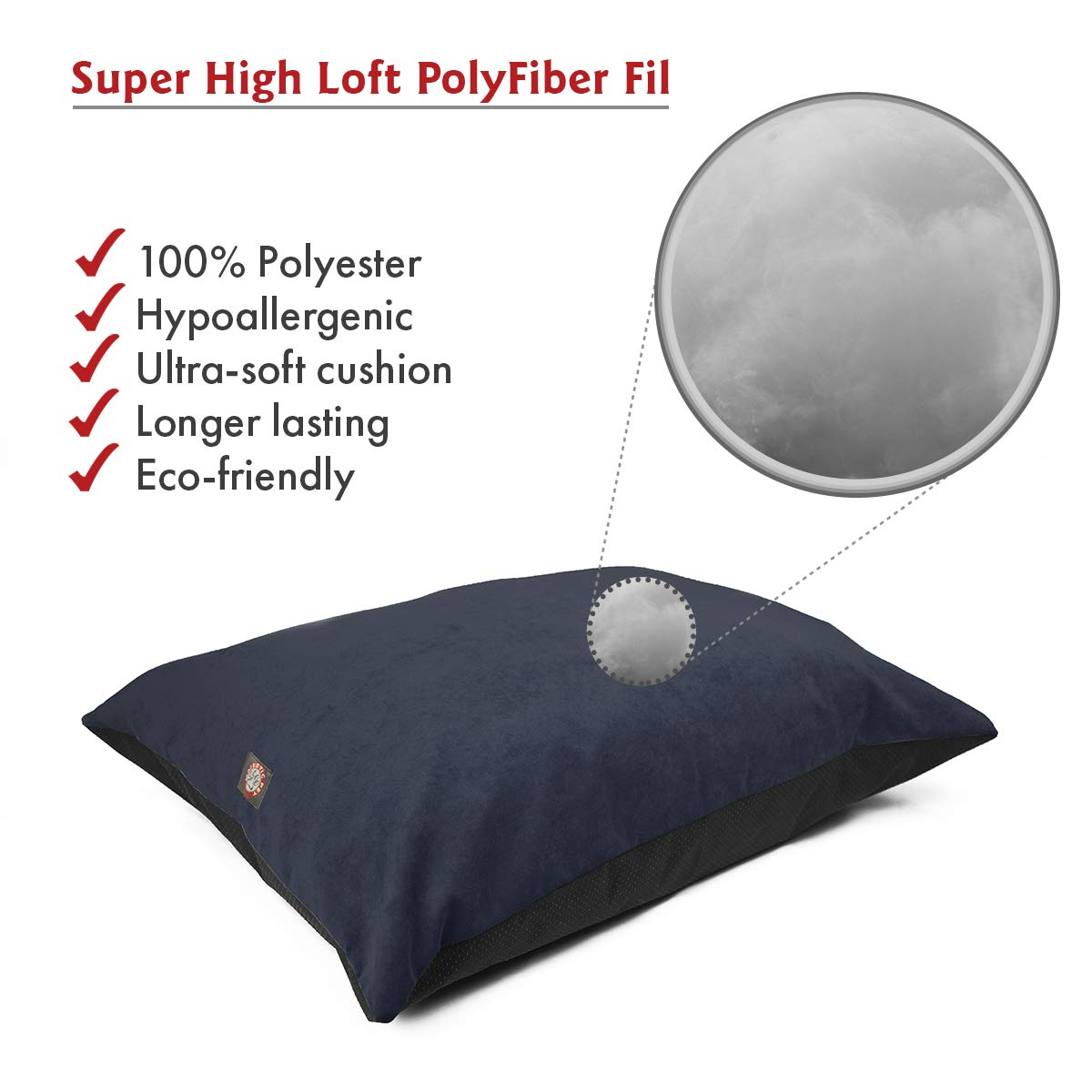 Majestic Pet Rectangle Medium Dog Bed Washable – Non Slip Comfy Pet Bed – Dog Crate Bed Super Value Pillow Dog Bed – Dog Kennel Bed For Sleeping - Dog Bed Medium Breed 35 X 28 Inch – Villa Navy