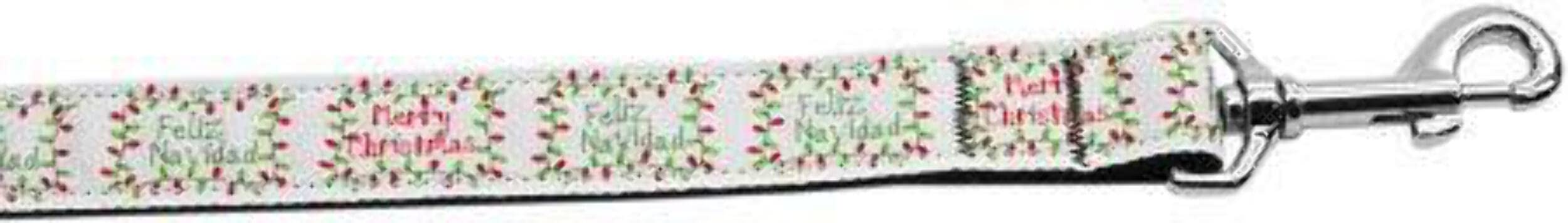 Christmas Pet Dog & Cat Nylon Collar or Leash, &quot;Feliz Navidad&quot; 1&quot; w x 4 ft. leash