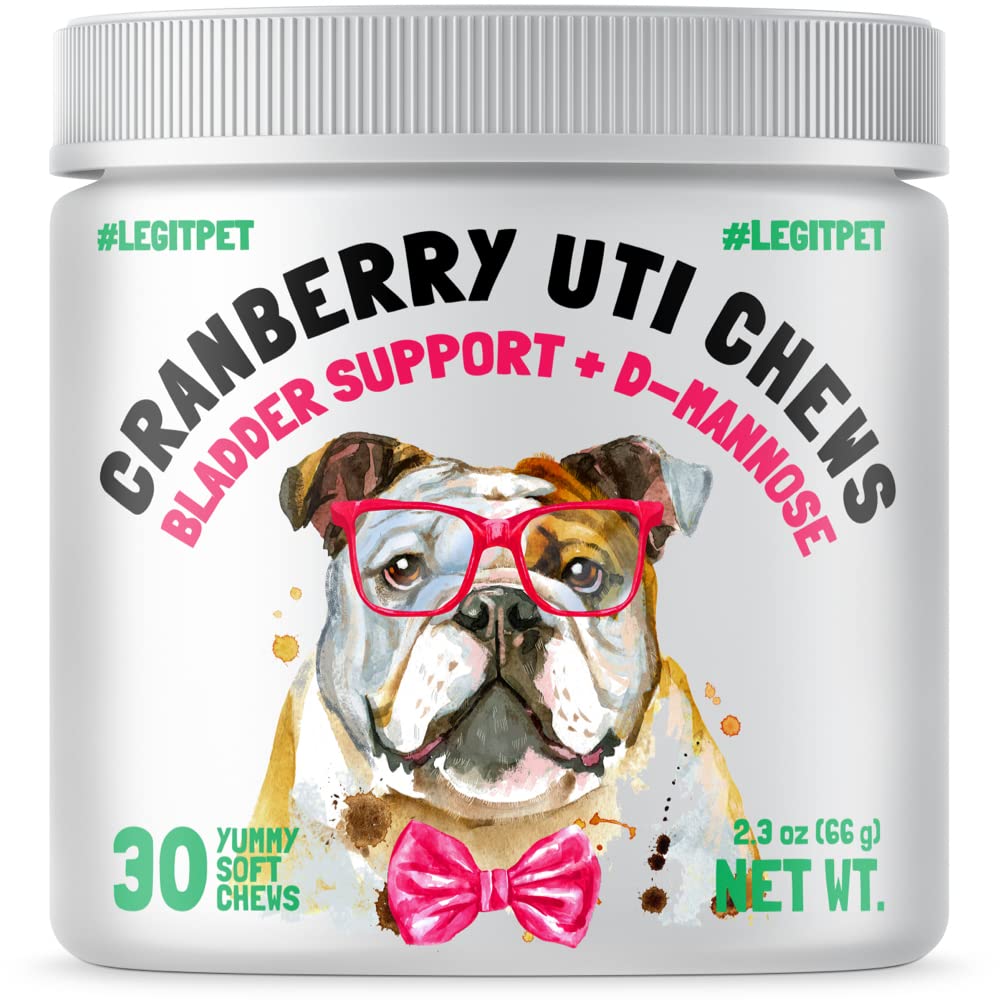 Cranberry UTI Chews for Dogs Bladder Support + D-Mannose Supports Kidney Urinary Tract and Bladder Health Natural Cranberry Well