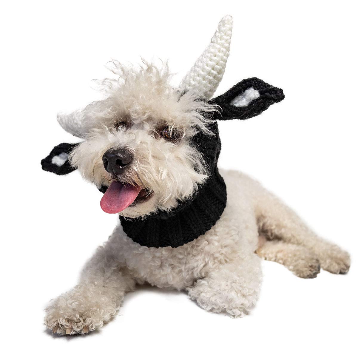 Zoo Snoods Bull Costume - Warm Knit Cow Dog Snood Wrap For Pets, Neck Ear Cover Protection For Halloween Winter (Medium)