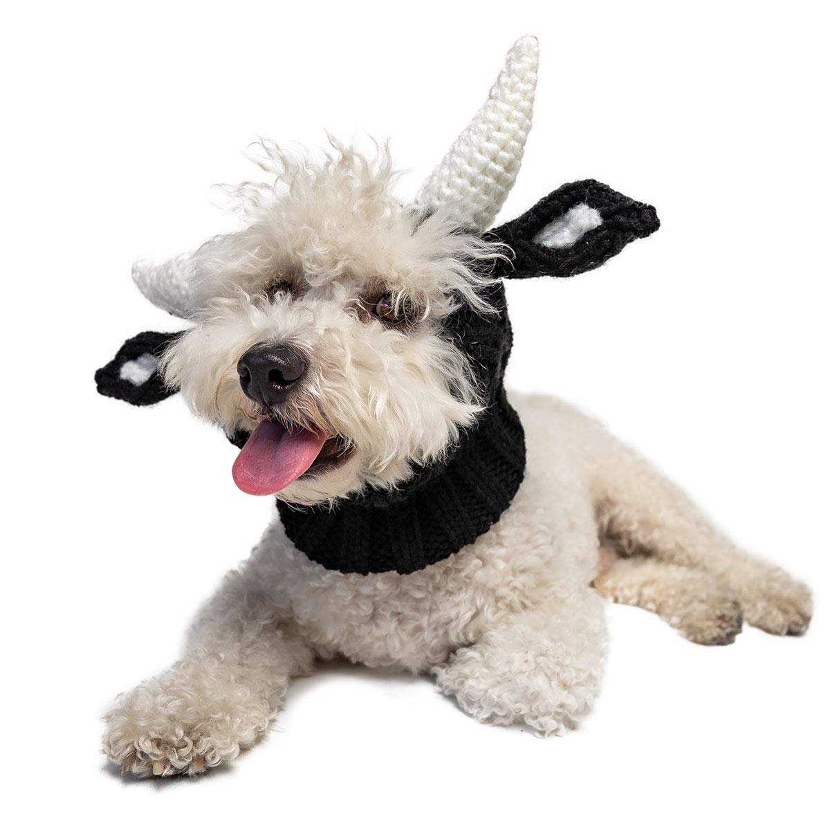 Zoo Snoods Bull Costume - Large Warm Knit Cow Dog Snood Wrap for Pets, Neck & Ear Cover for Halloween & Winter