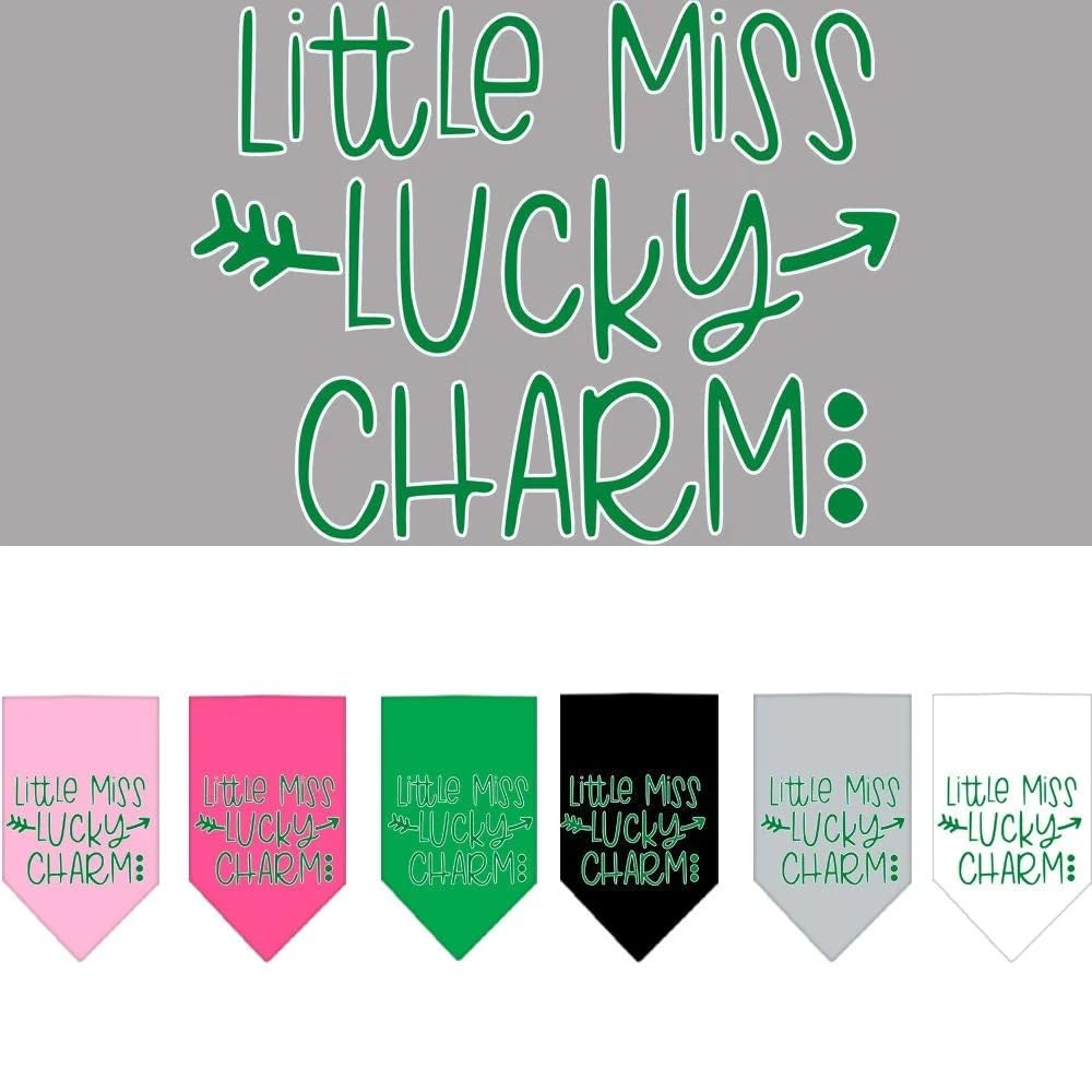 Pet and Dog Bandana Screen Printed, &quot;Little Miss Lucky Charm&quot; Light Pink Small