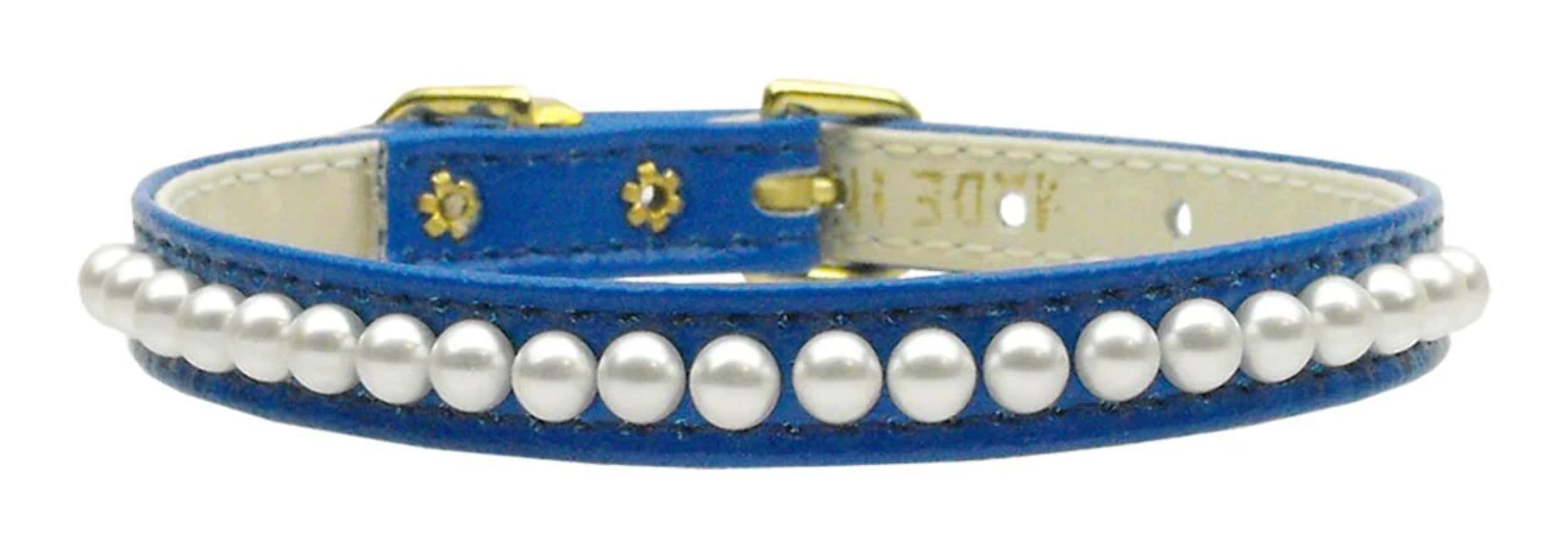 Mirage Pet Products 3/8-Inch Pearl Pet Collar, Size 14, Gold