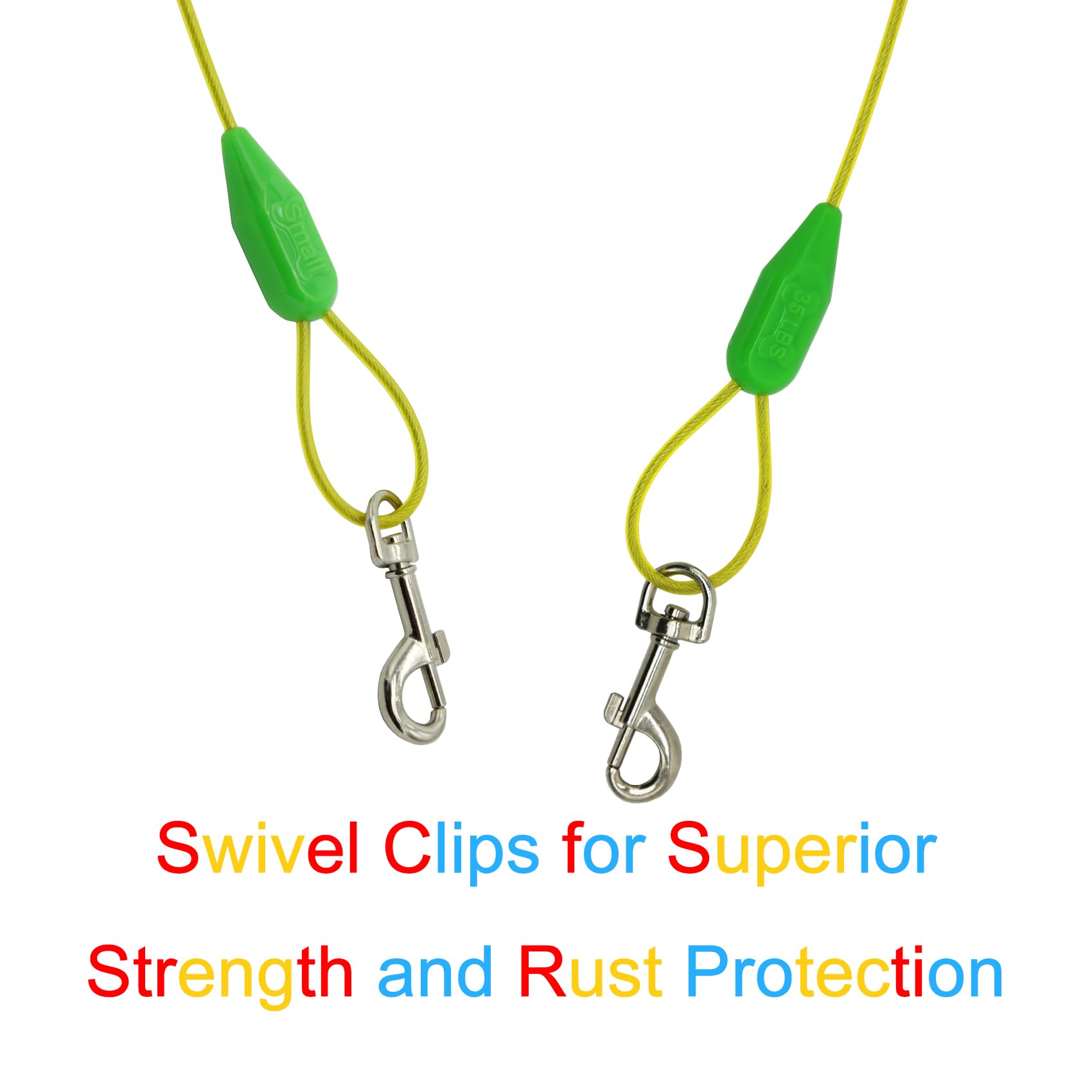 Petest 15Ft Tie-Out Cable With Crimp Cover For Small Dogs Up To 35 Pounds