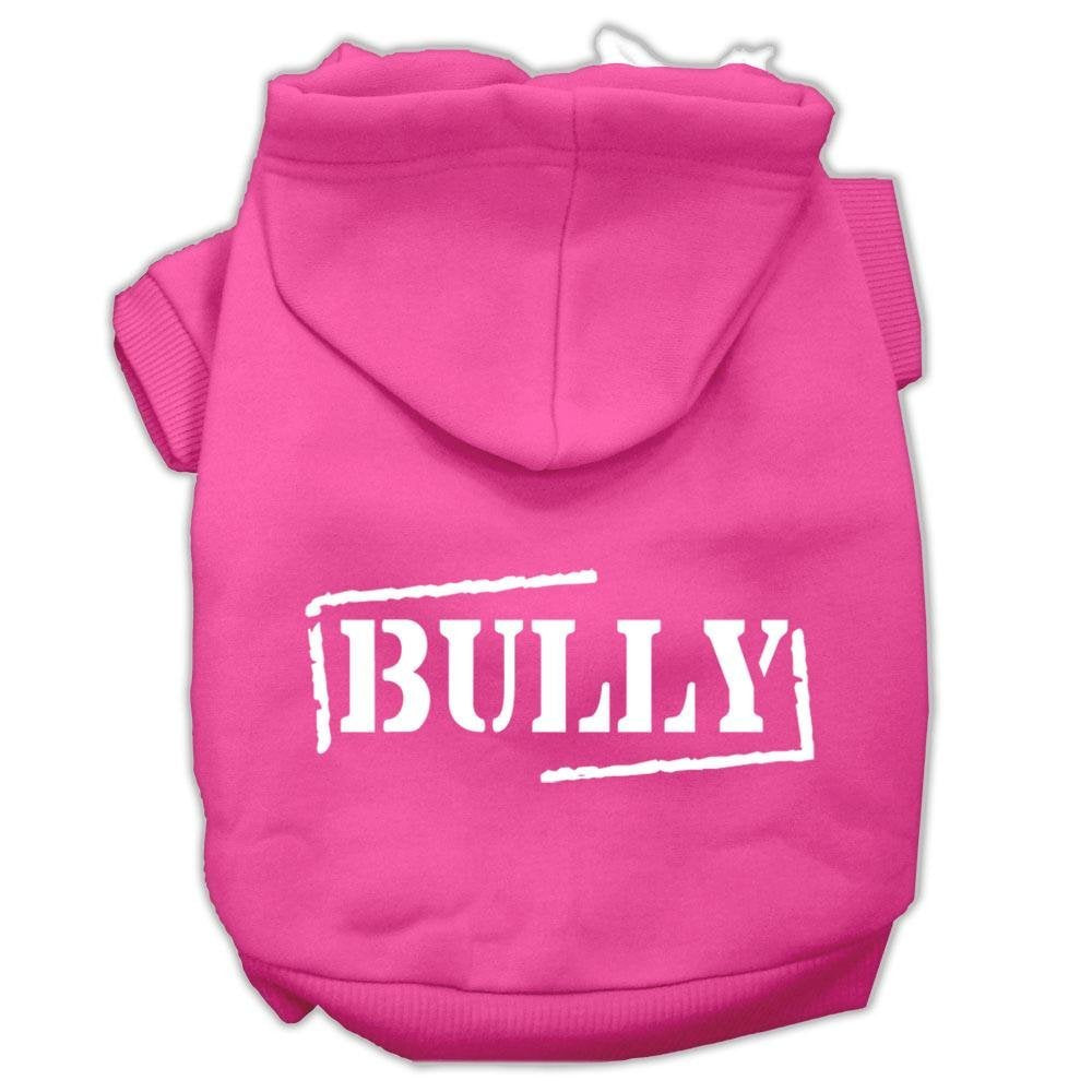 Pet, Dog & Cat Hoodie Screen Printed, 'Bully' Bright Pink Xs (0-3 Lbs.)