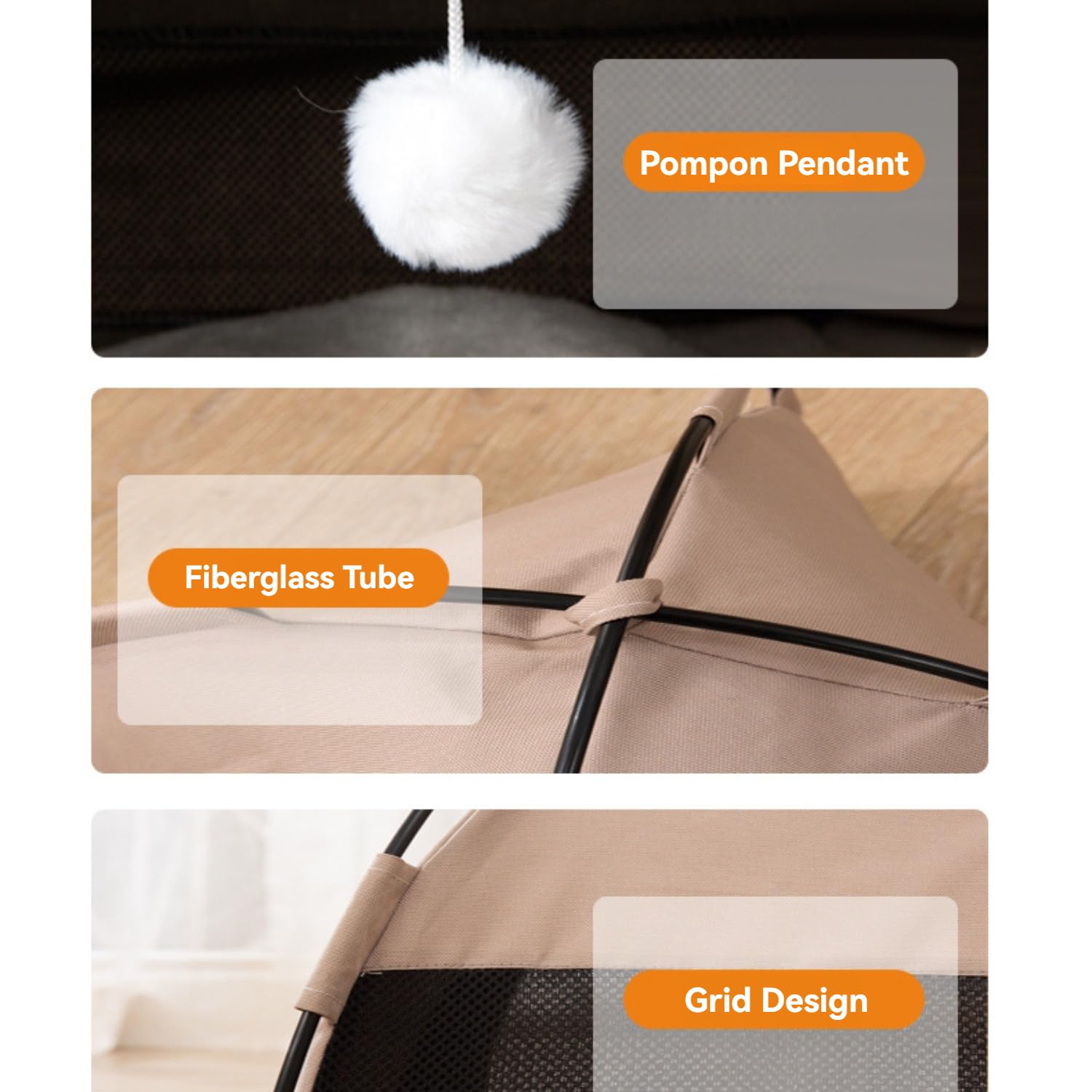 Mangokka Cat Tent House, Foldable Cat Head Type House For Indoor Cats, Cute Cat Tent Nest With Washable Double Sided Cushion, Re