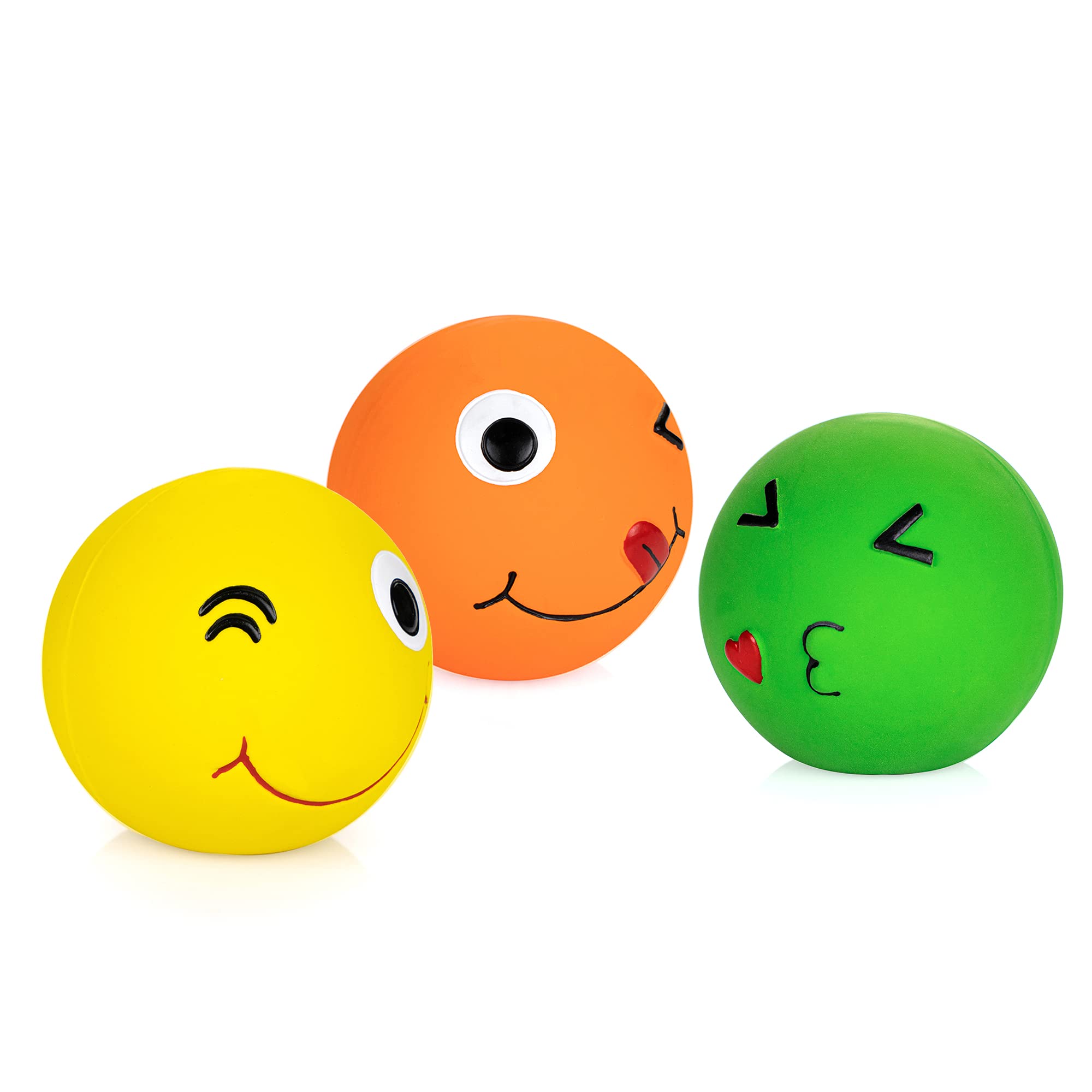 CHIWAVA 3 Pack 2.7'' Latex Squeaky Dog Toy Balls - Interactive Fetch Play for Medium Dogs, Assorted Colors